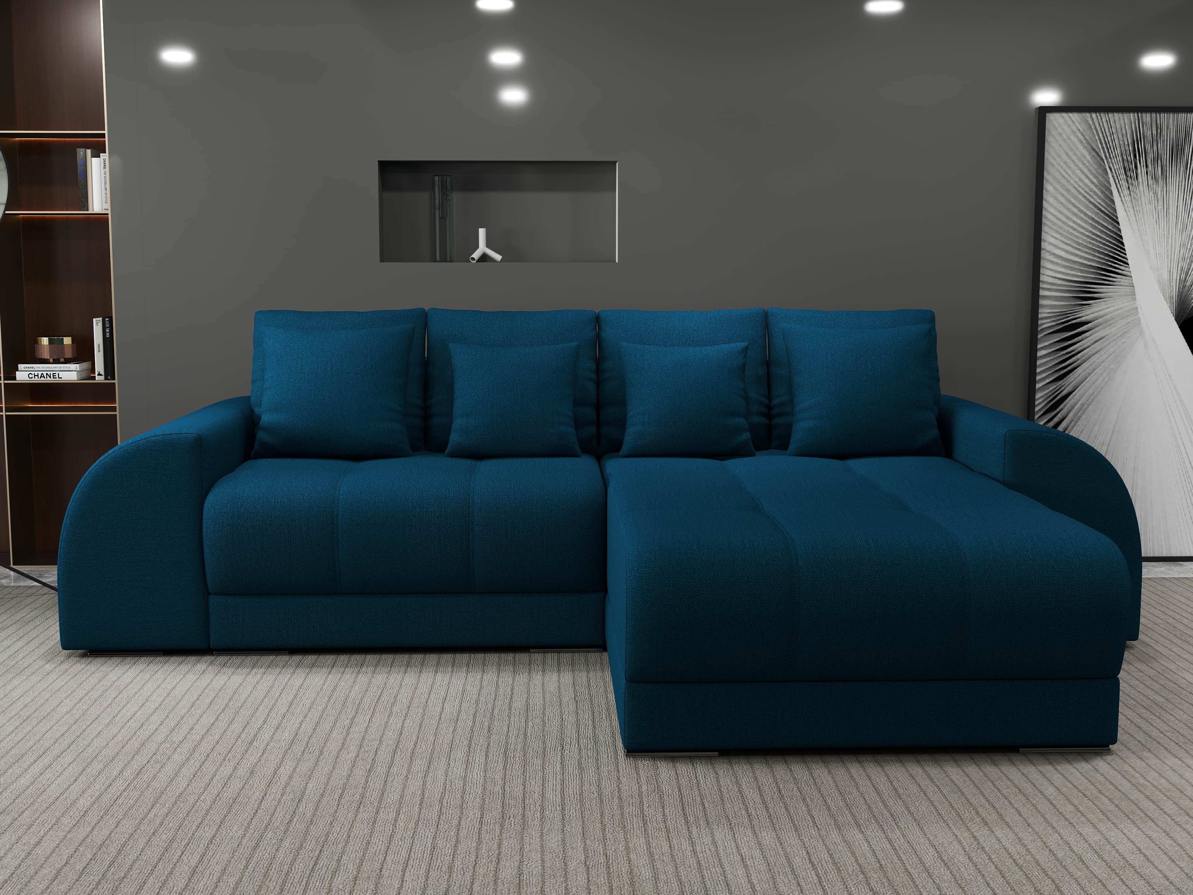 Colțar extensibil dumonde cu ladă de depozitare si sezut confortabil din spuma HR, Verona Enjoy Petrol II 290x185 cm Fabrica