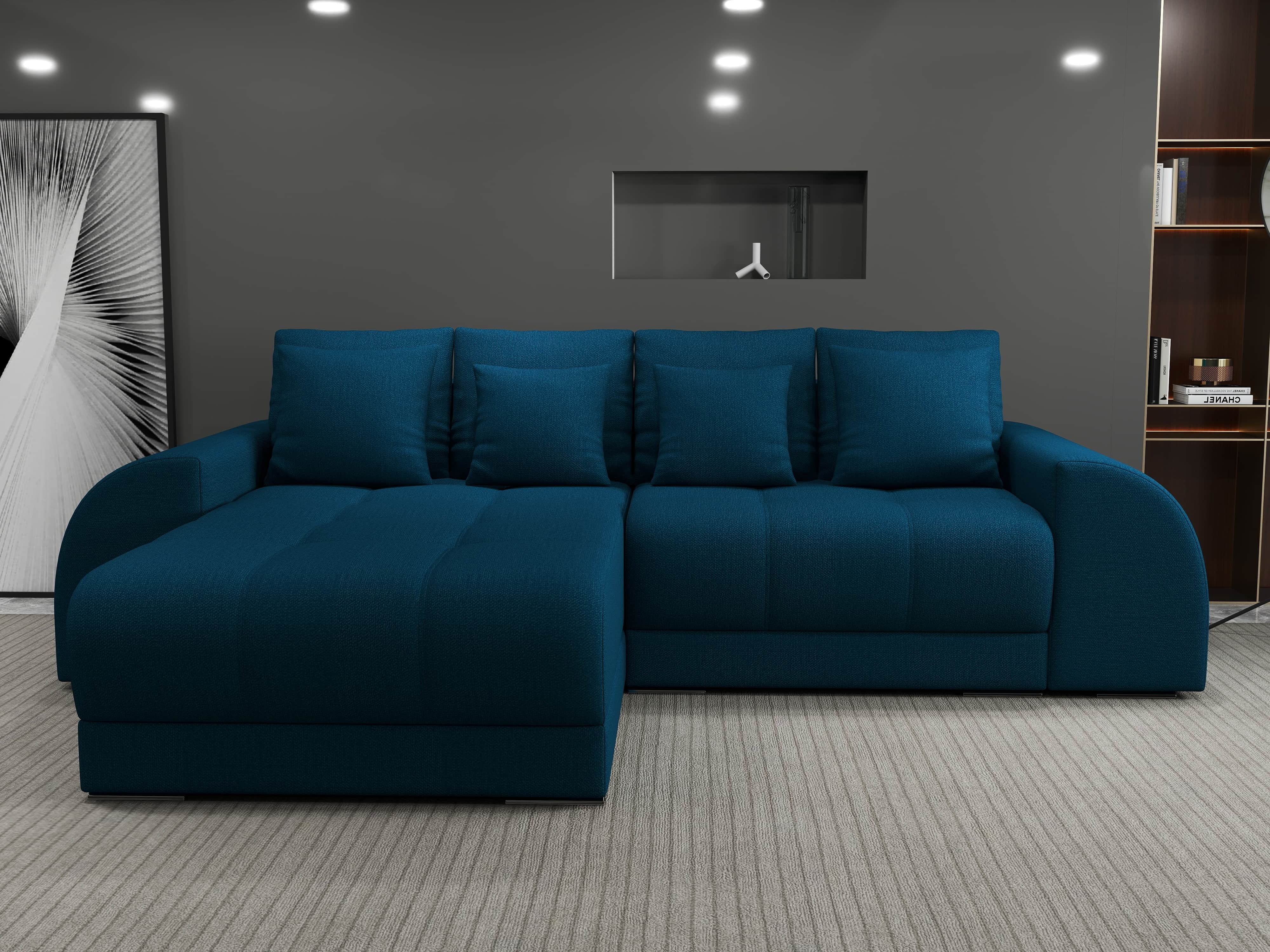 Colțar extensibil dumonde cu ladă de depozitare si sezut confortabil din spuma HR, Verona Enjoy Petrol 290x185 cm Fabrica