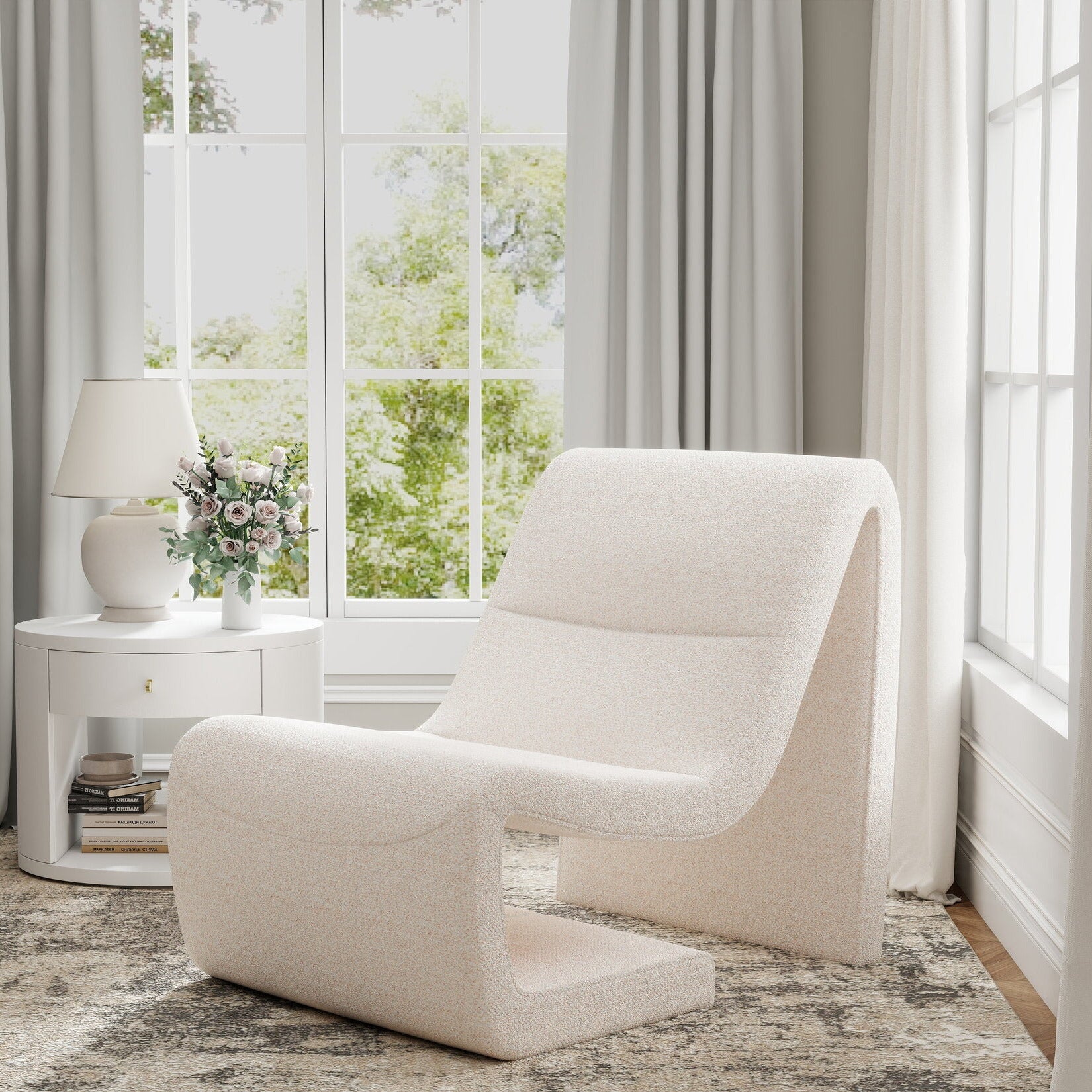 Fotoliu dumonde tapitat Bej modern Noctis 65x92cm