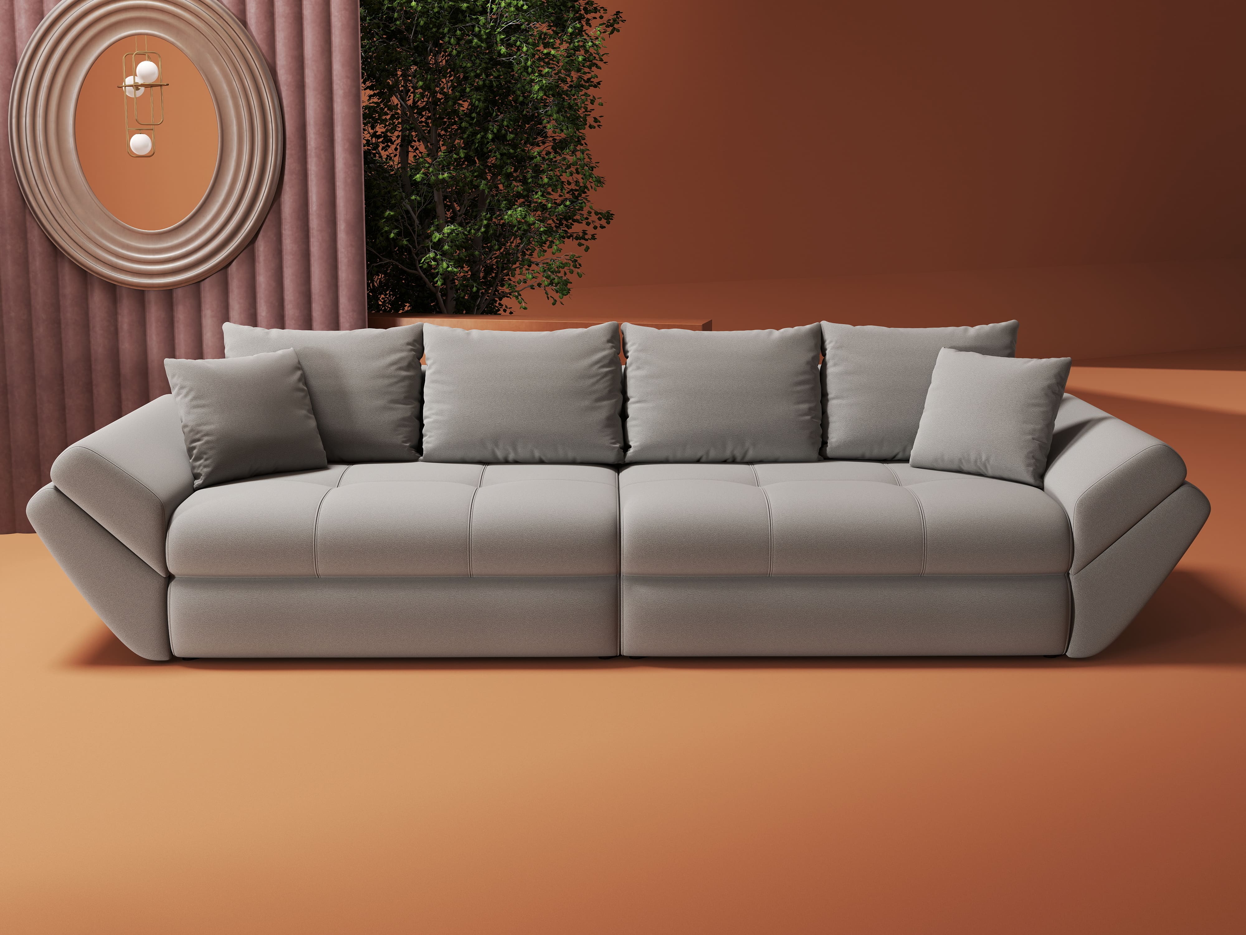 Canapea extensibilă dumonde cu ladă de depozitare si sezut confortabil din spuma HR, Loana Royal Gri 300x100 cm Fabrica