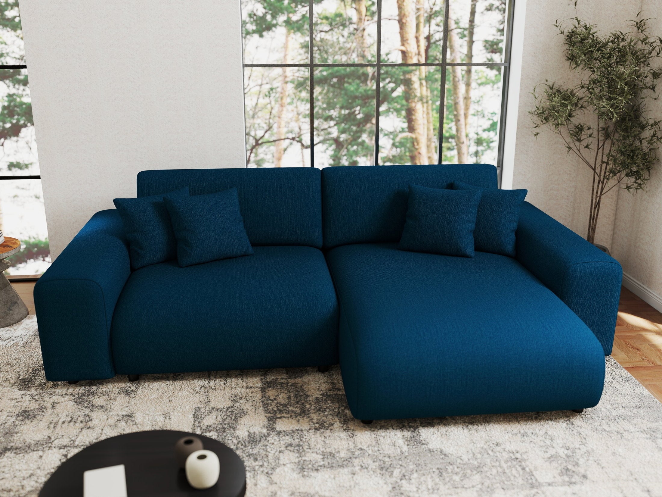 Colțar extensibil dumonde cu ladă de depozitare si sezut confortabil din spuma HR, Sarina Enjoy Verde Petrol 255x168 cm II