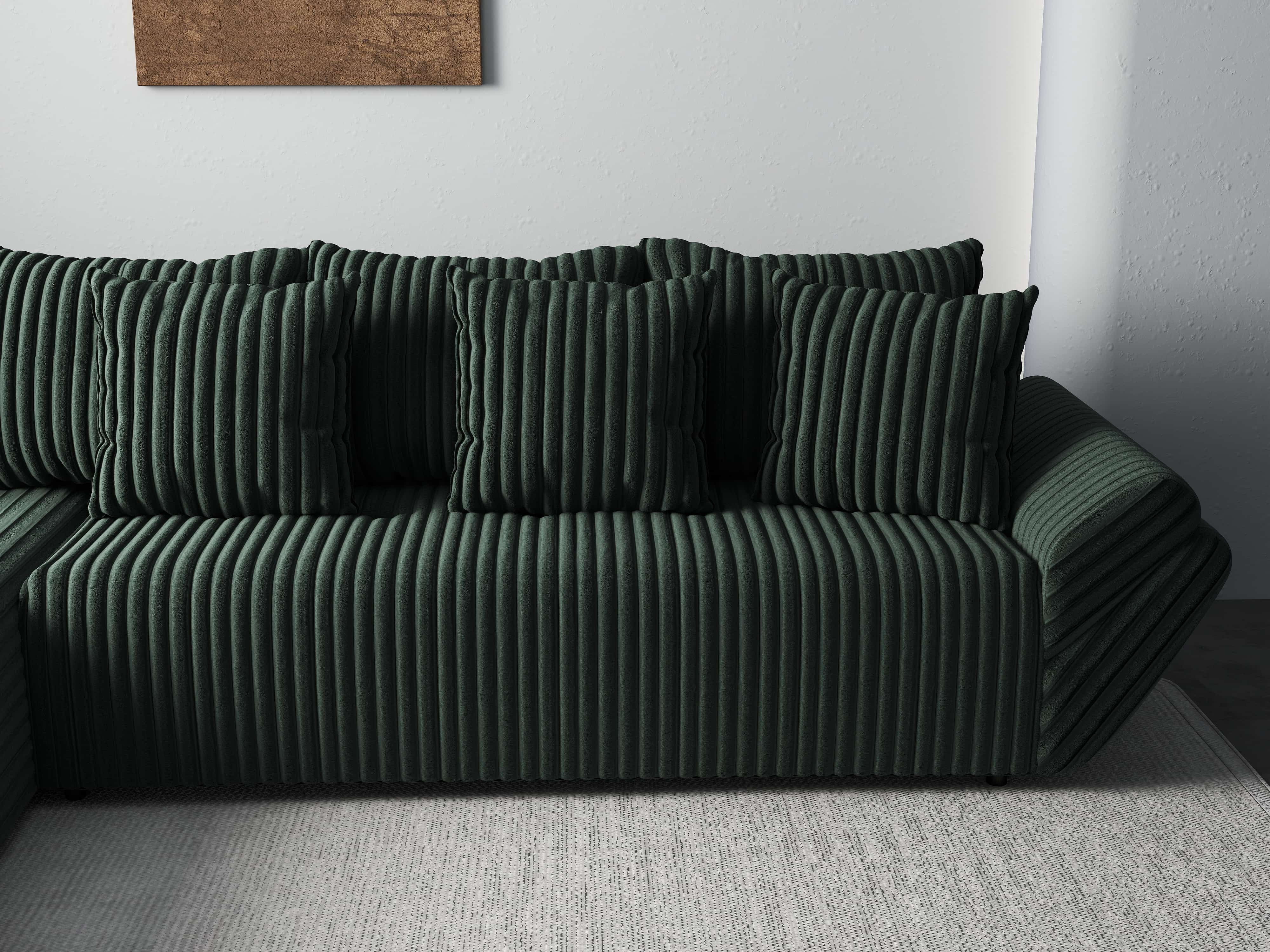 Colțar extensibil dumonde cu ladă de depozitare si sezut confortabil din spuma HR, Berlin XL Ambience Green 350x185 cm Fabrica