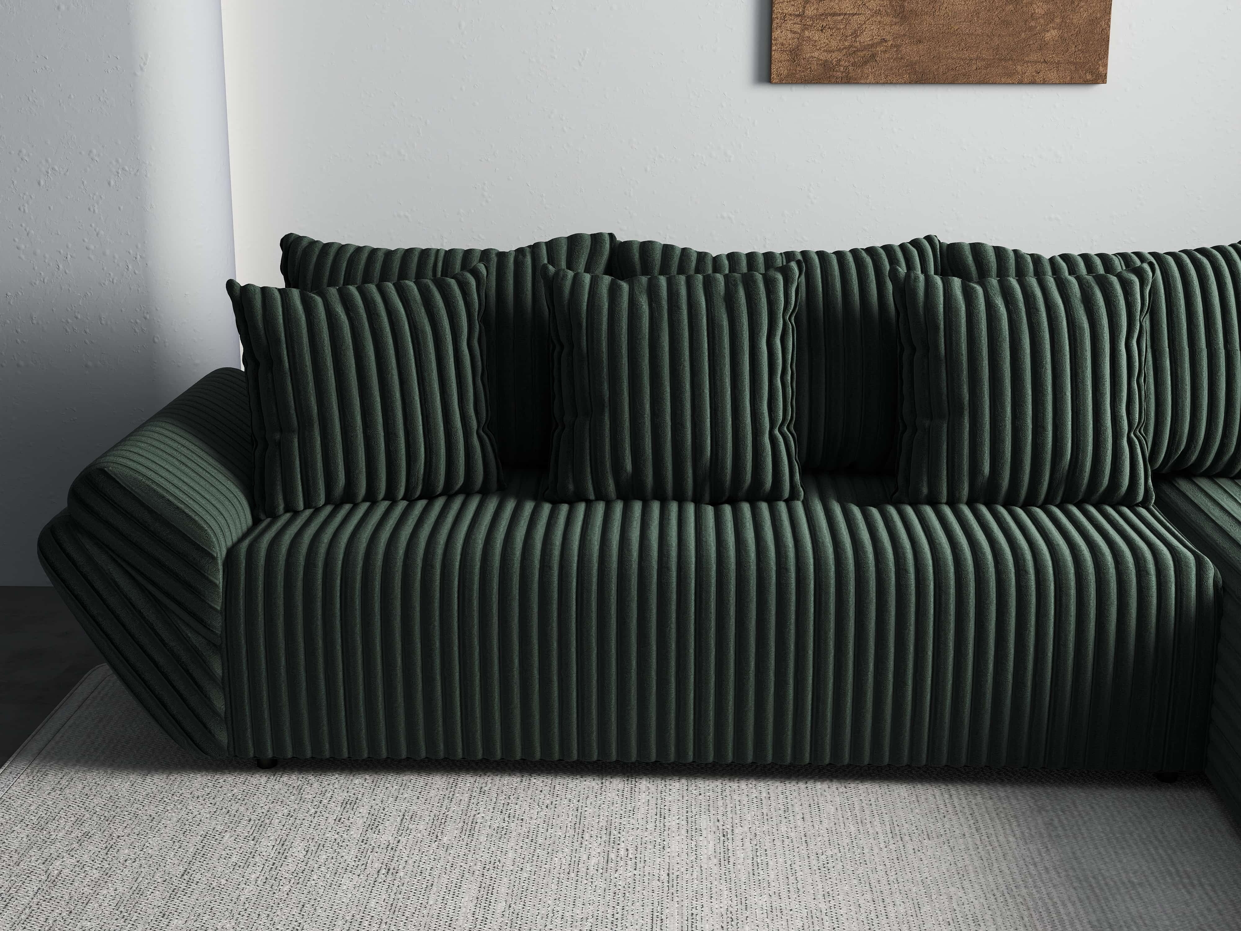Colțar extensibil dumonde cu ladă de depozitare si sezut confortabil din spuma HR, Berlin XL Ambience Green II 350x185 cm Fabrica