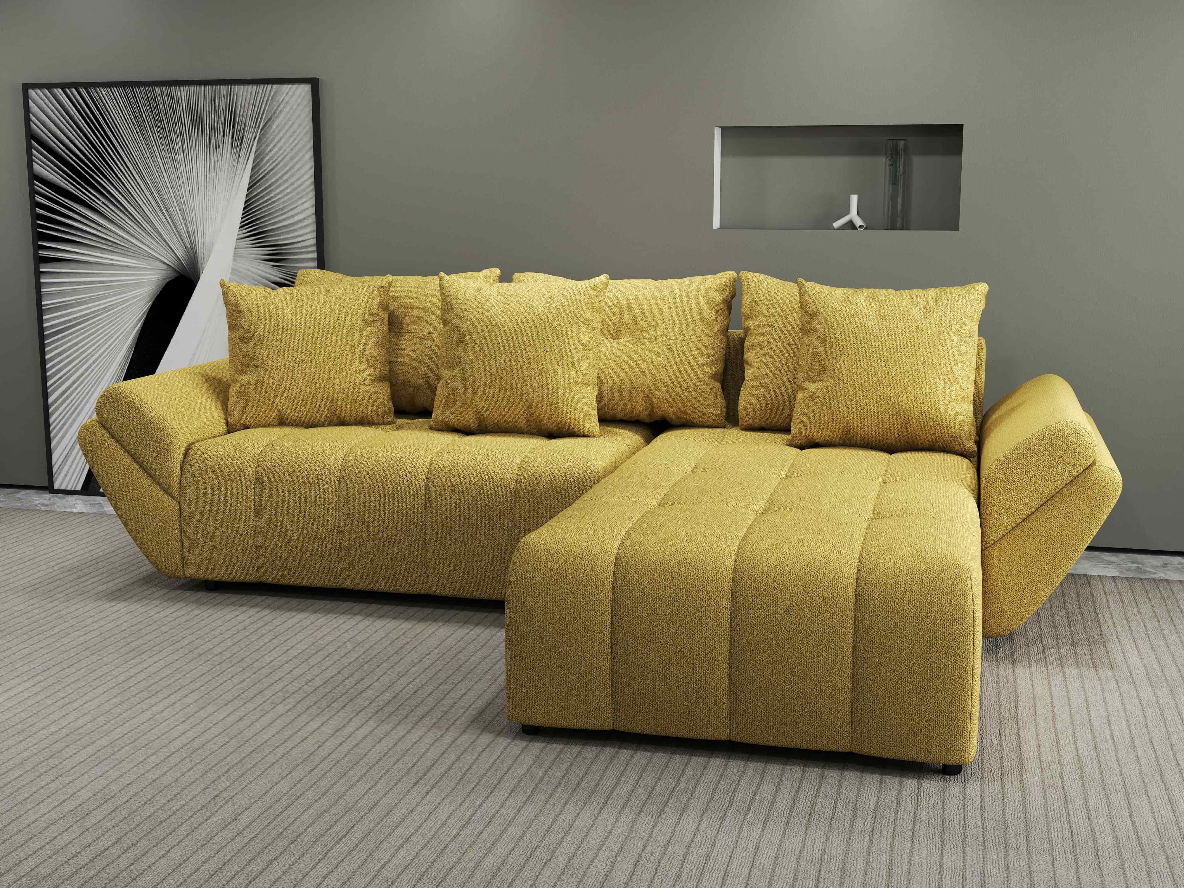 Colțar extensibil dumonde cu ladă de depozitare si sezut confortabil din spuma HR, Berlin Enjoy Melon 280x185 cm II Fabrica