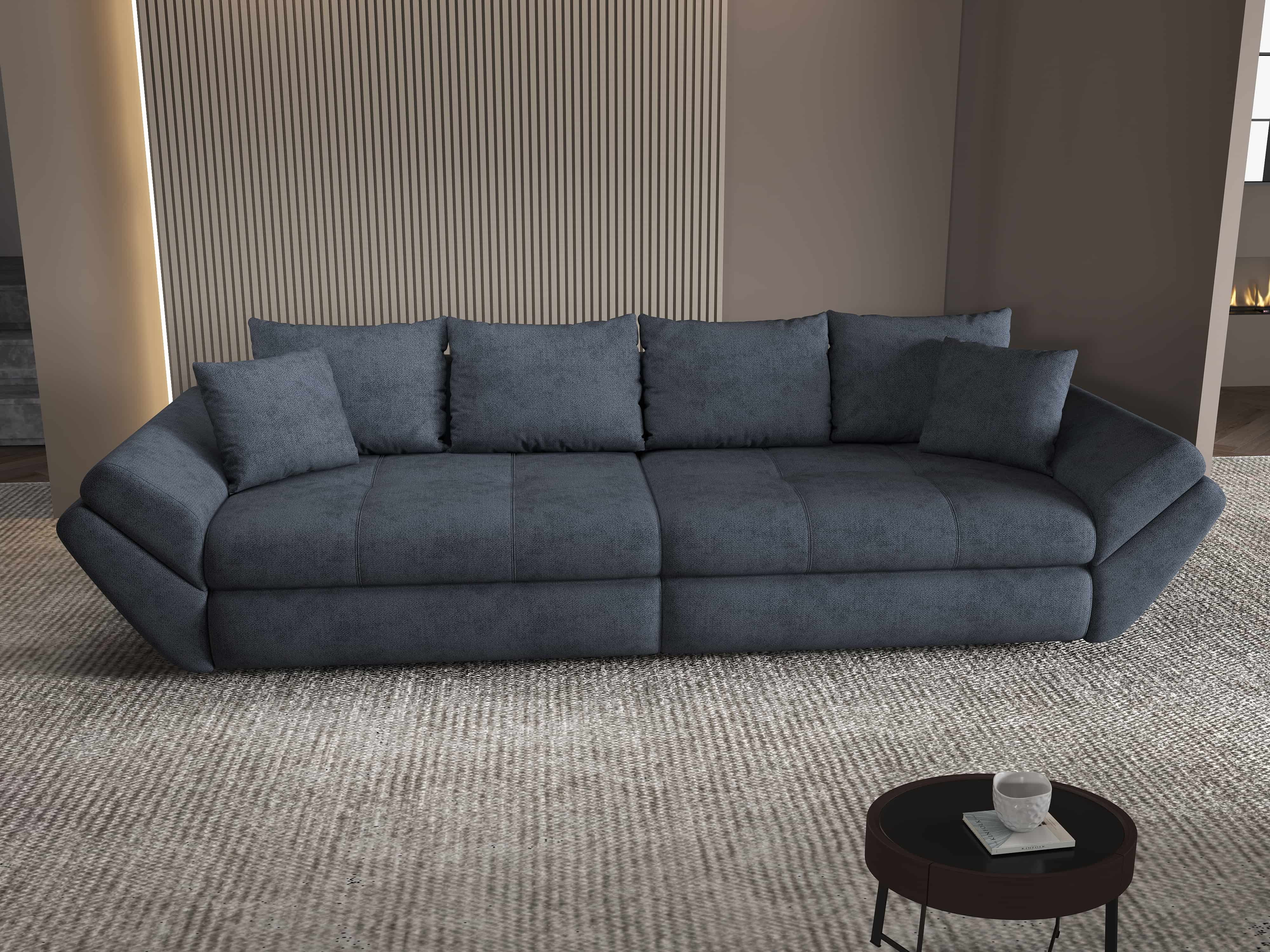 Canapea extensibilă dumonde cu ladă de depozitare si sezut confortabil din spuma HR, Loana Enjoy Antracit 300x100 cm Fabrica