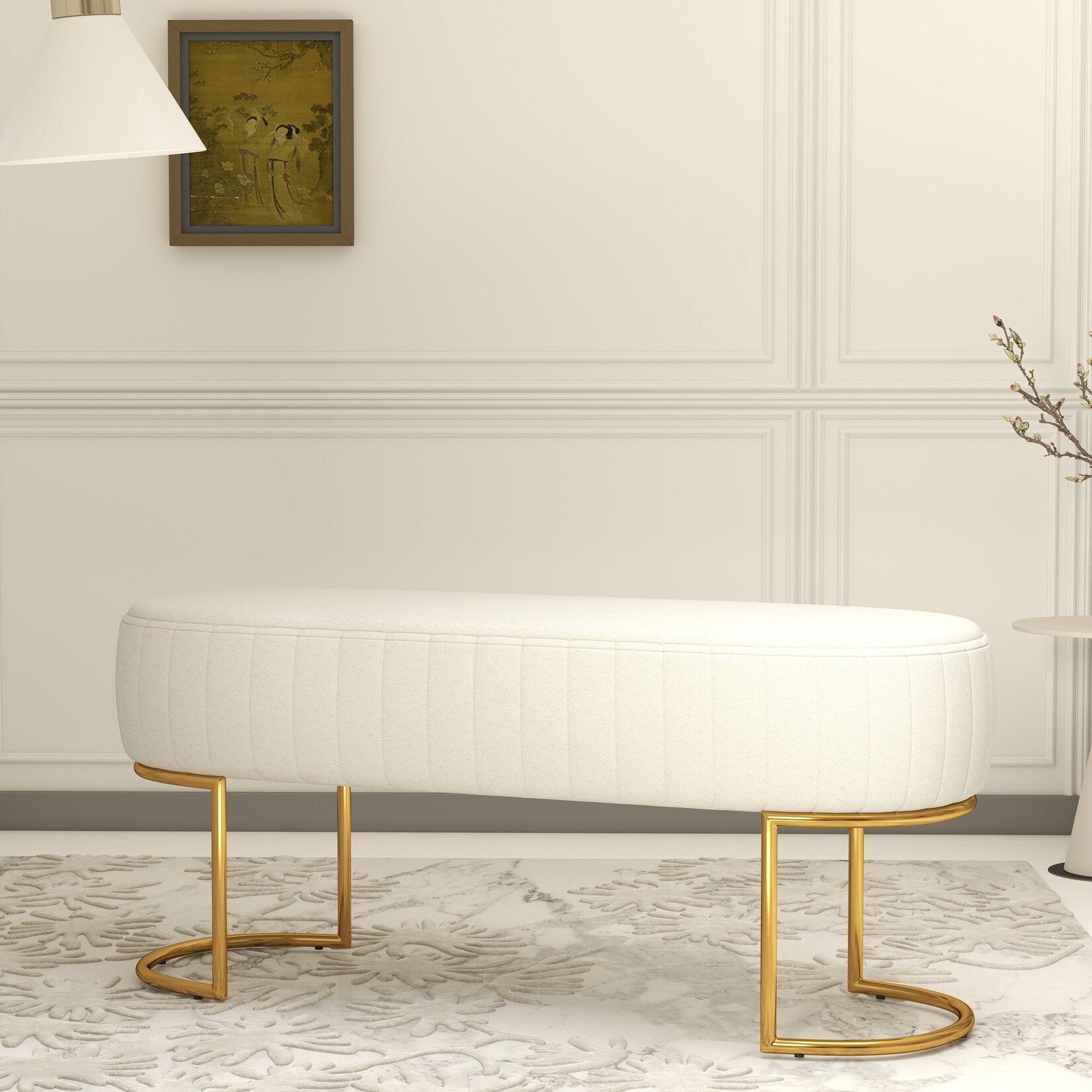 Fotoliu dumonde tapitat Bej modern Aurelio 100x43cm