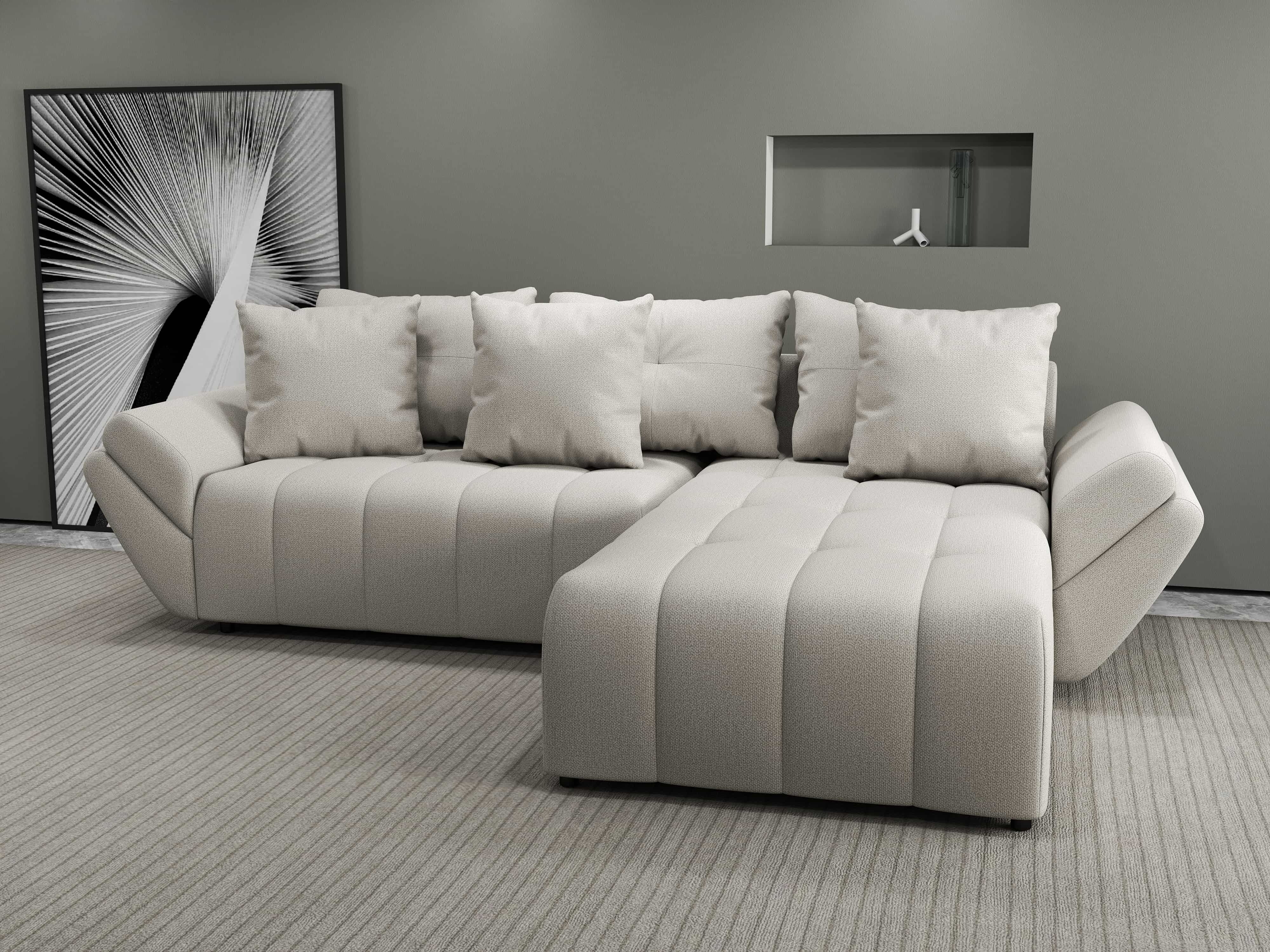 Colțar extensibil dumonde cu ladă de depozitare si sezut confortabil din spuma HR, Berlin Enjoy Bej 280x185 cm II Fabrica