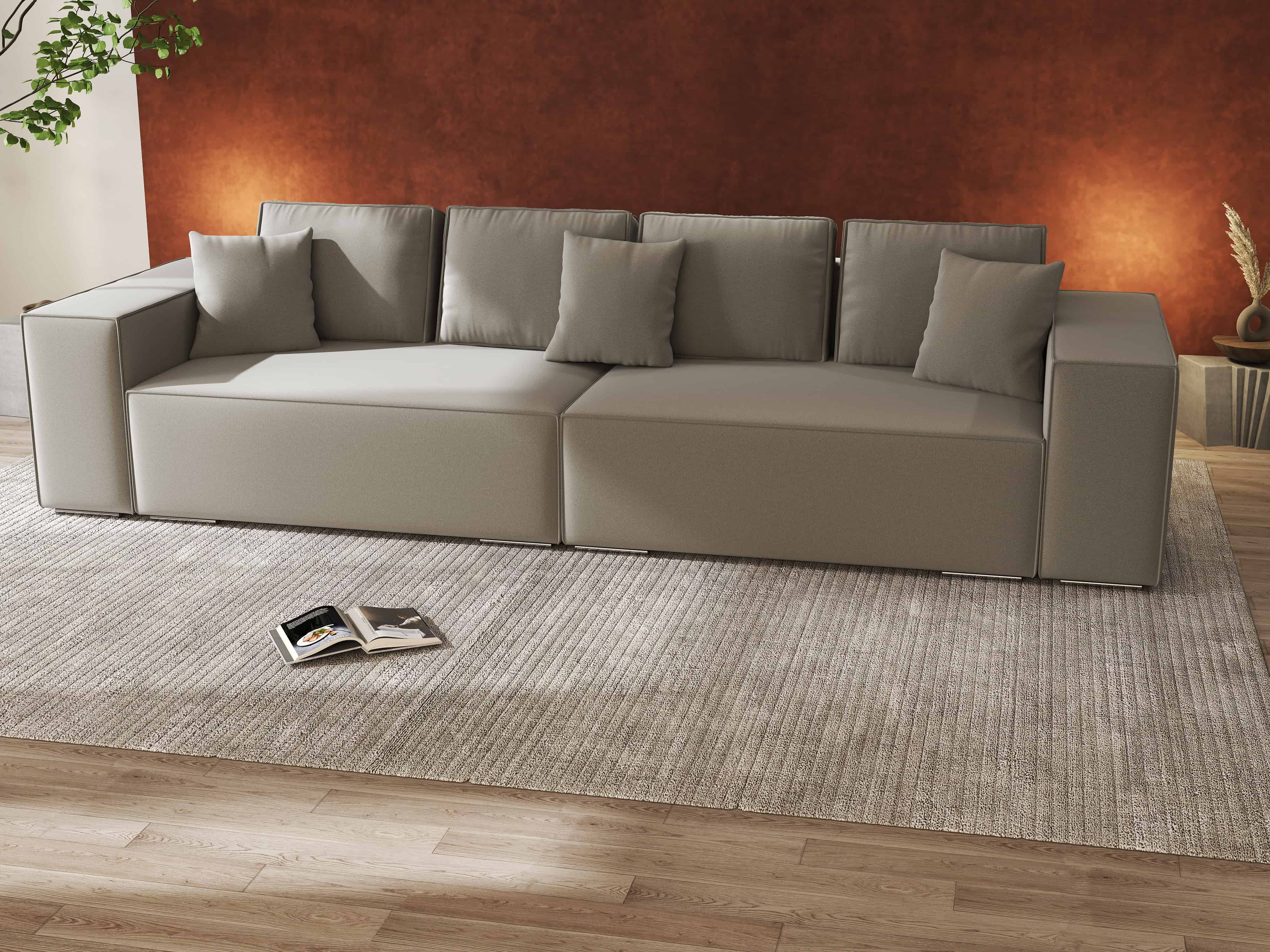 Canapea extensibilă dumonde cu ladă de depozitare si sezut confortabil din spuma HR, Dream Royal Gri 310x100 cm Fabrica