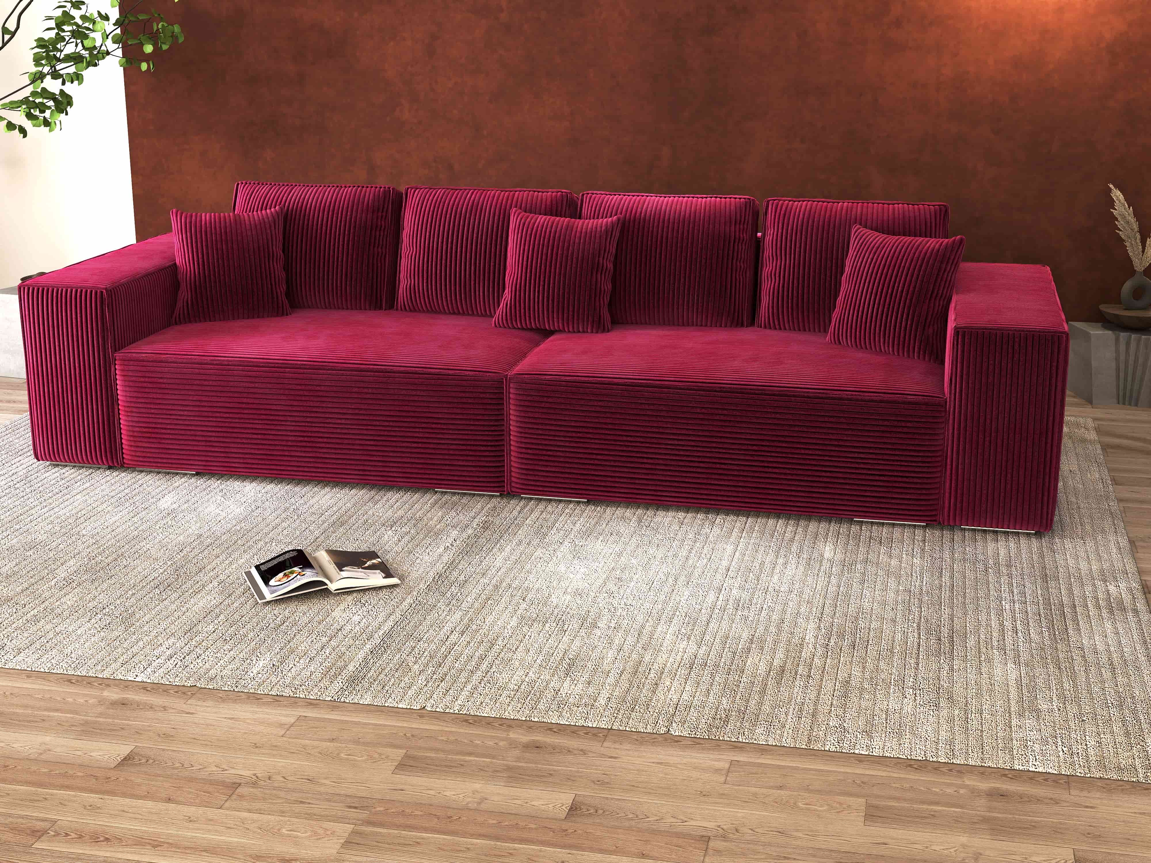 Canapea extensibilă dumonde cu ladă de depozitare si sezut confortabil din spuma HR, Dream Zoom Rosu 310x100 cm Fabrica