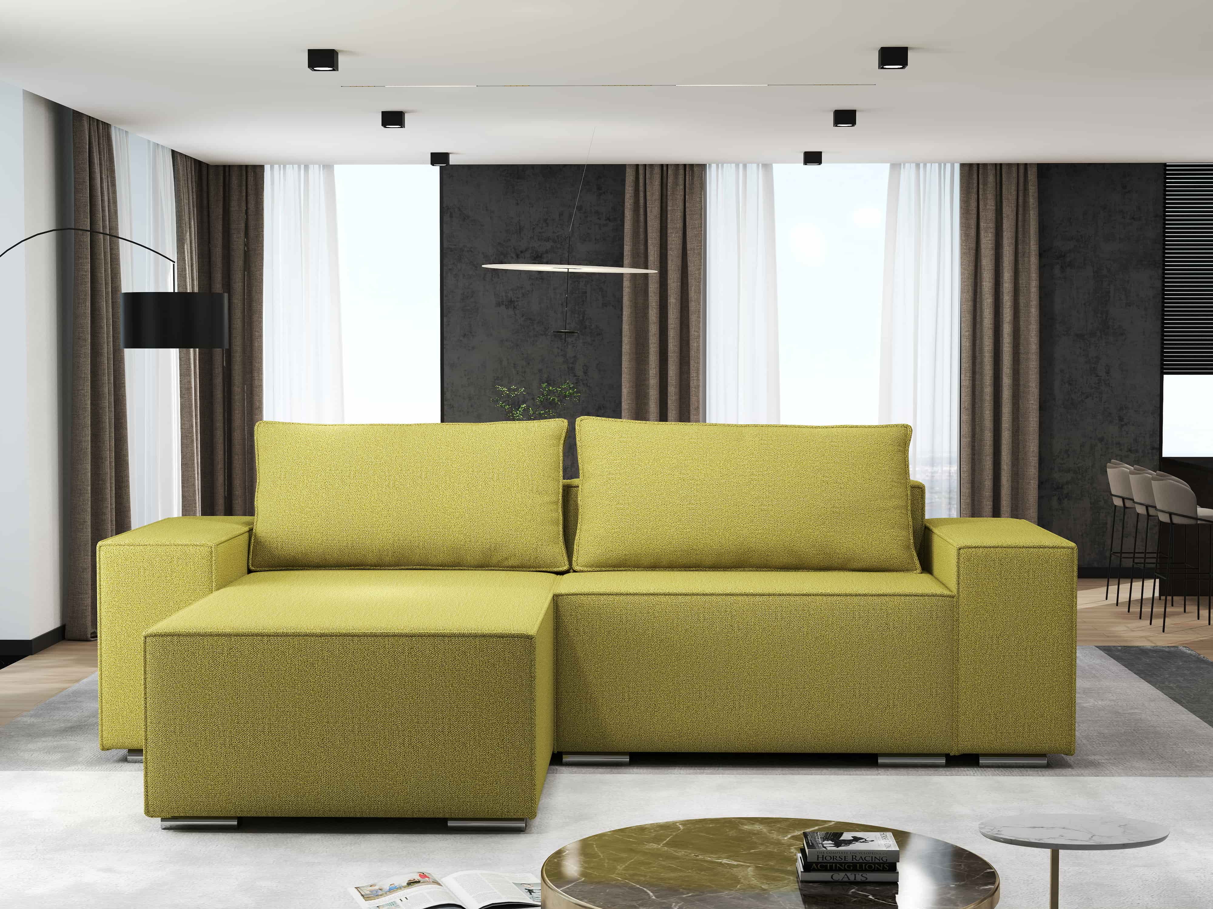 Colțar extensibil dumonde cu ladă de depozitare si sezut confortabil din spuma HR, Dream Enjoy Verde 290x185 cm Fabrica