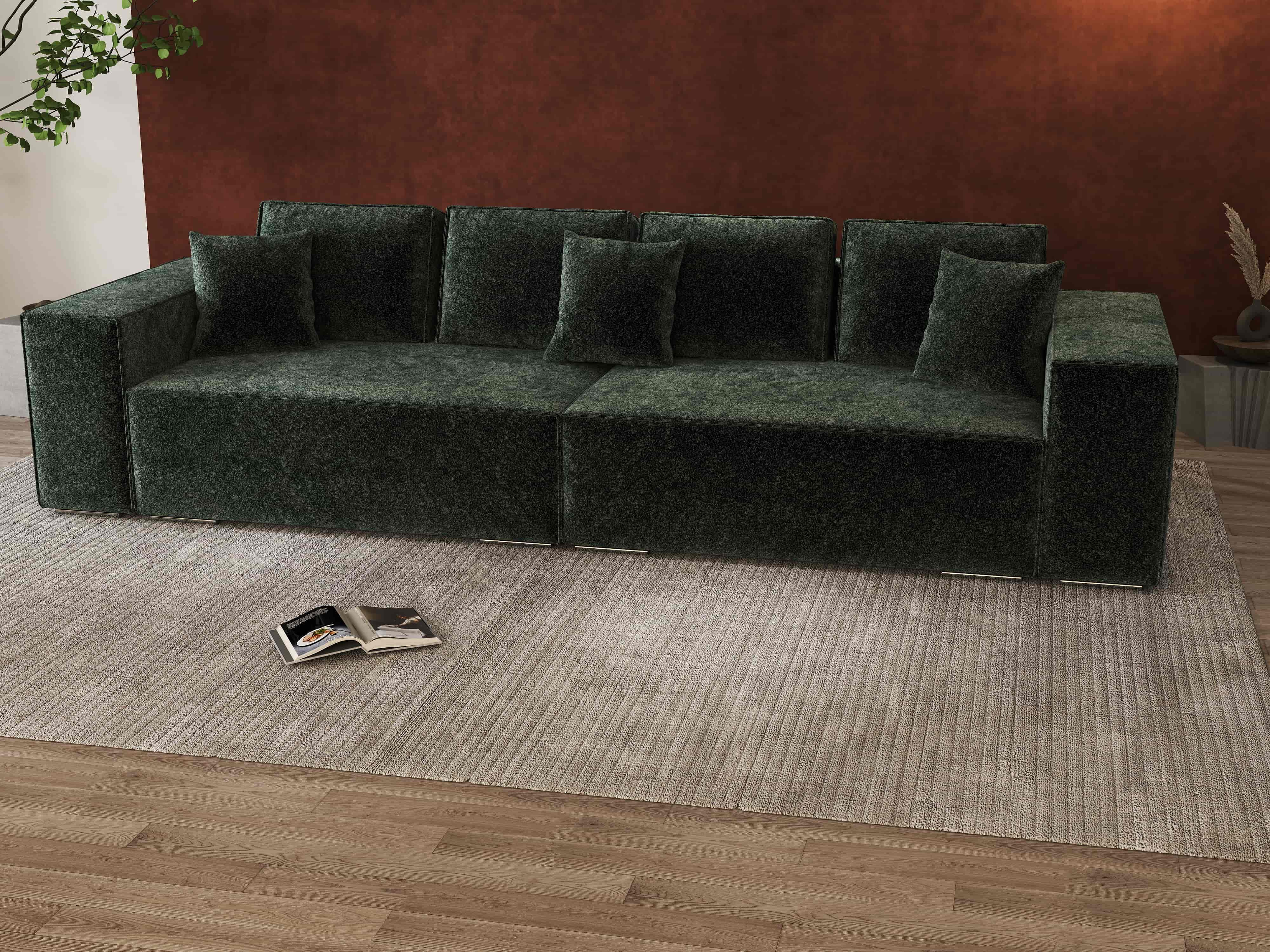 Canapea extensibilă dumonde cu ladă de depozitare si sezut confortabil din spuma HR, Dream Euphoria Verde 310x100 cm Fabrica