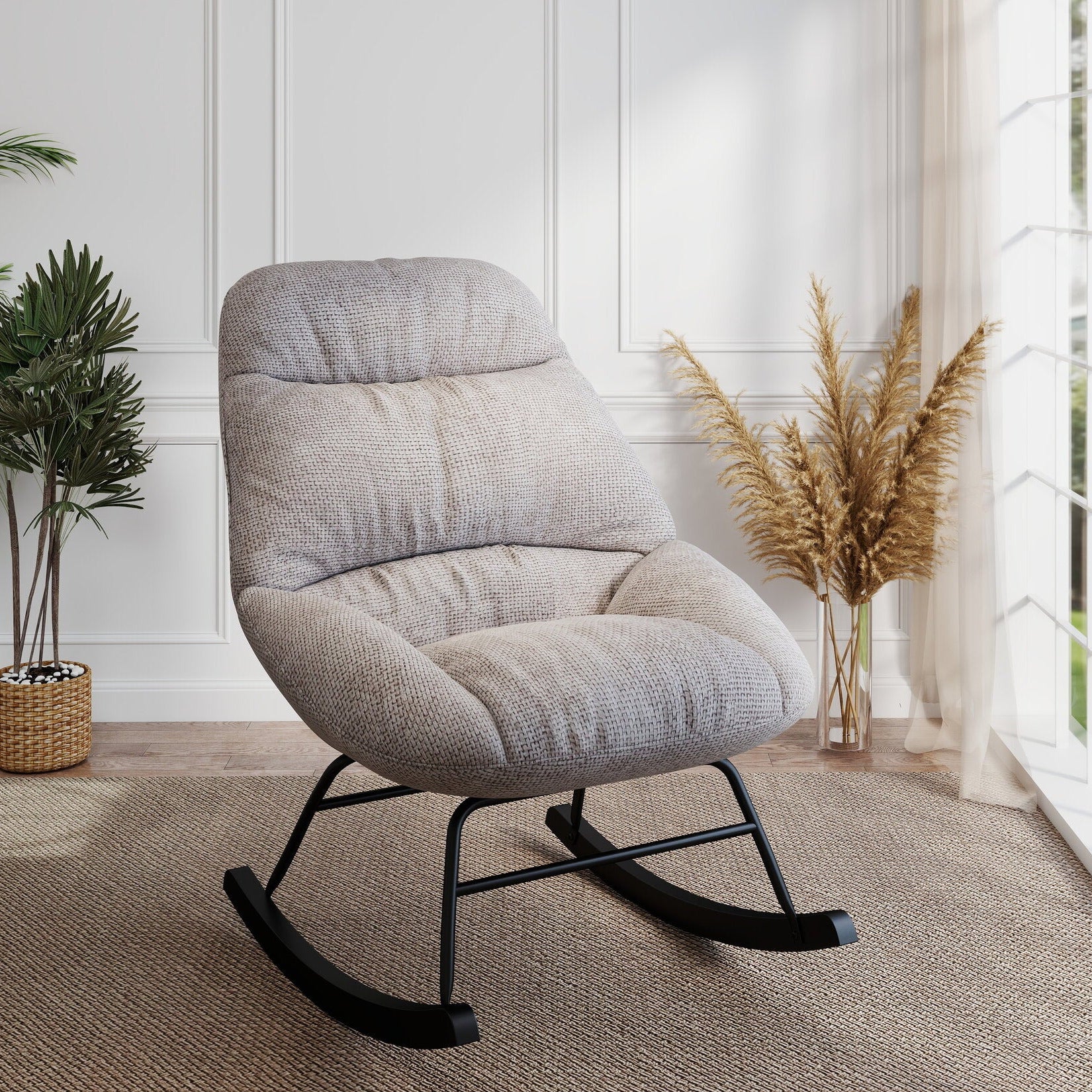 Fotoliu dumonde tapitat Bej modern Marqis 71x83cm