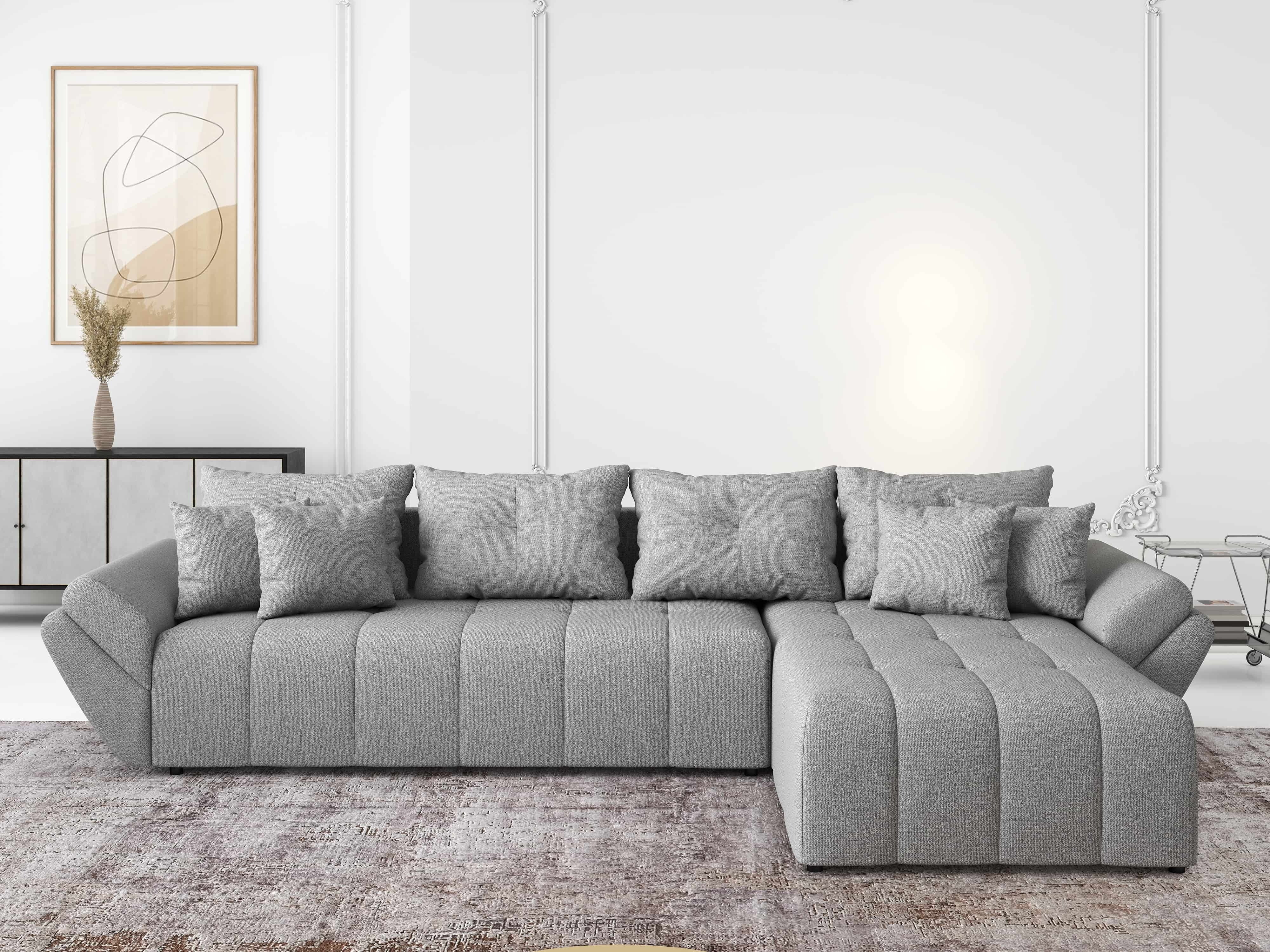 Colțar extensibil dumonde cu ladă de depozitare si sezut confortabil din spuma HR, Berlin XL Enjoy Grey 350x185 cm II Fabrica