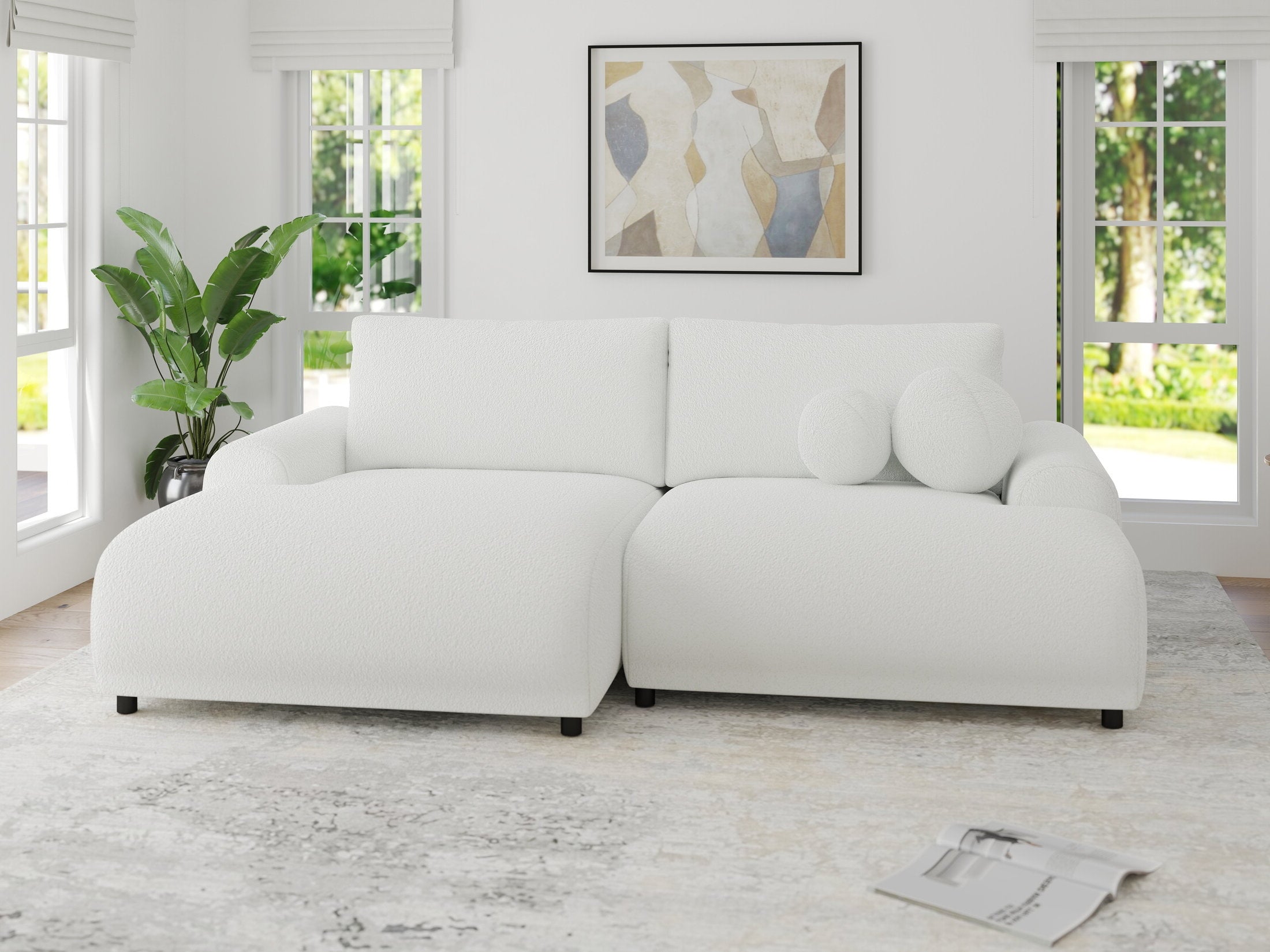 Colțar extensibil dumonde cu ladă de depozitare și șezut confortabil din spumă HR, Carlo Euphoria Alb 240x145 cm