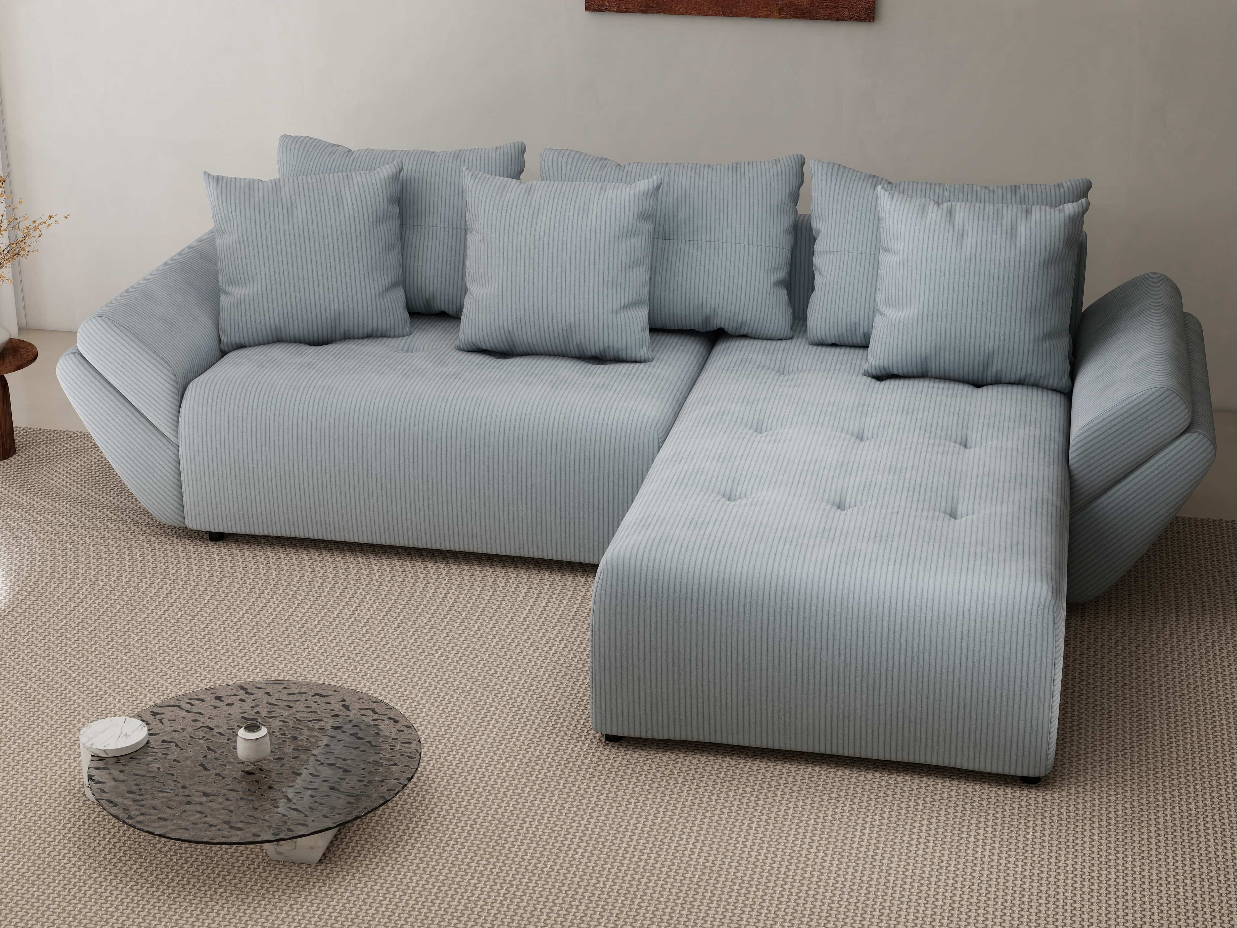 Colțar extensibil dumonde cu ladă de depozitare si sezut confortabil din spuma HR, Berlin Zoom Grey 280x185 cm II Fabrica