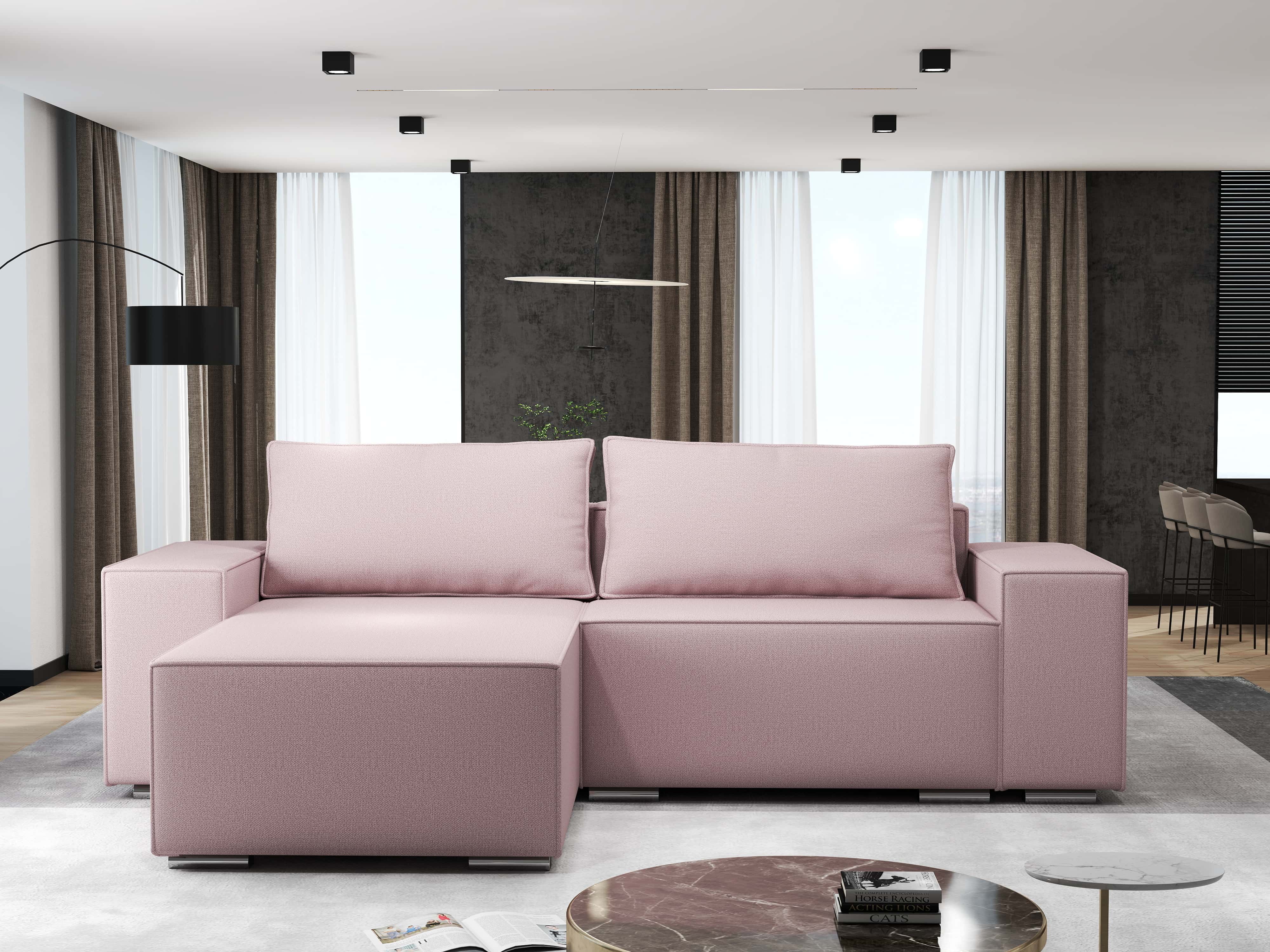 Colțar extensibil dumonde cu ladă de depozitare si sezut confortabil din spuma HR, Dream Enjoy Flamingo 290x185 cm Fabrica