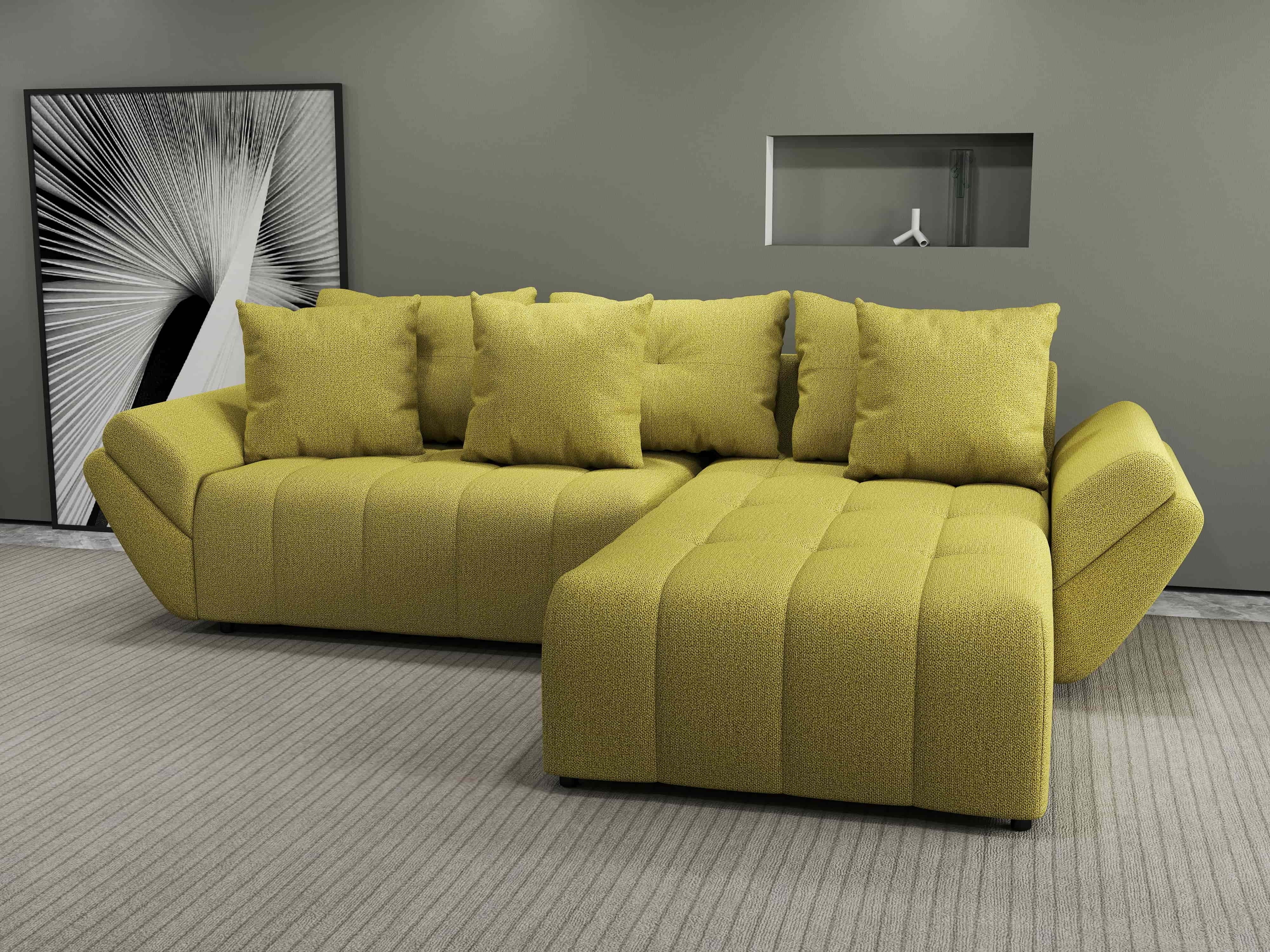 Colțar extensibil dumonde cu ladă de depozitare si sezut confortabil din spuma HR, Berlin Enjoy Verde 280x185 cm II Fabrica