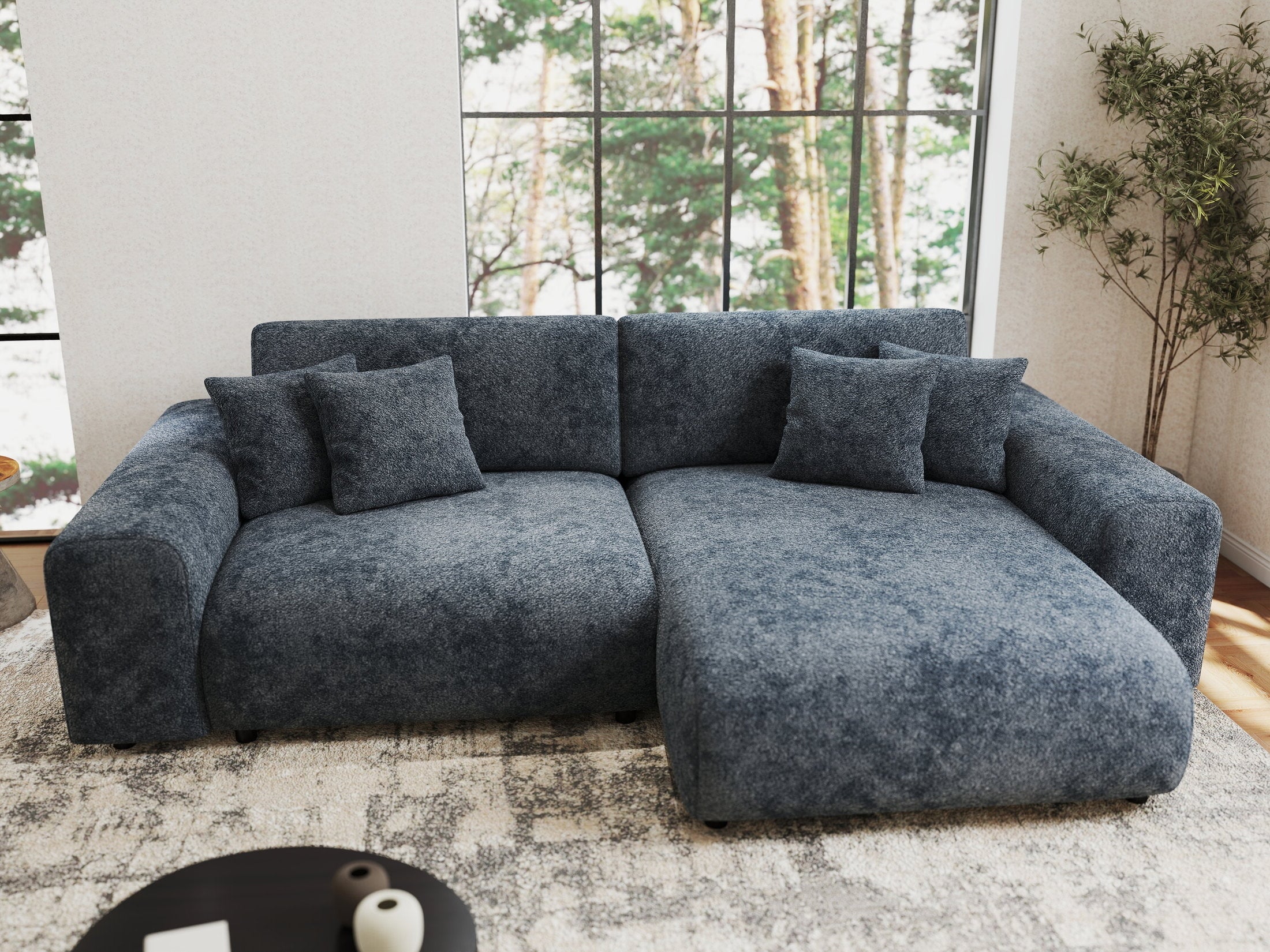 Colțar extensibil dumonde cu ladă de depozitare si sezut confortabil din spuma HR, Sarina Euphoria Gri Grafit 255x168 cm II