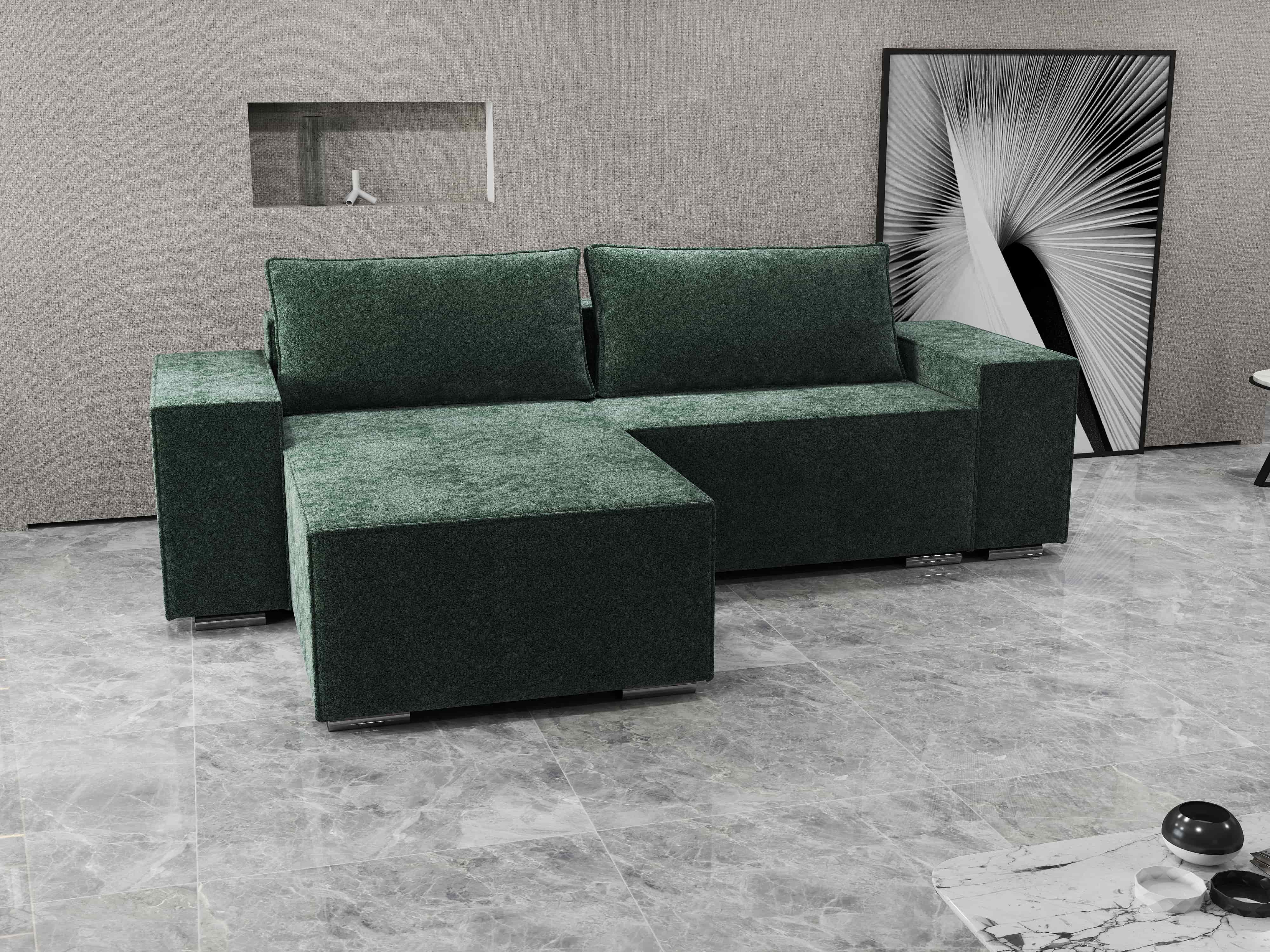 Colțar extensibil dumonde cu ladă de depozitare si sezut confortabil din spuma HR, Dream Euphoria Verde 290x185 cm Fabrica