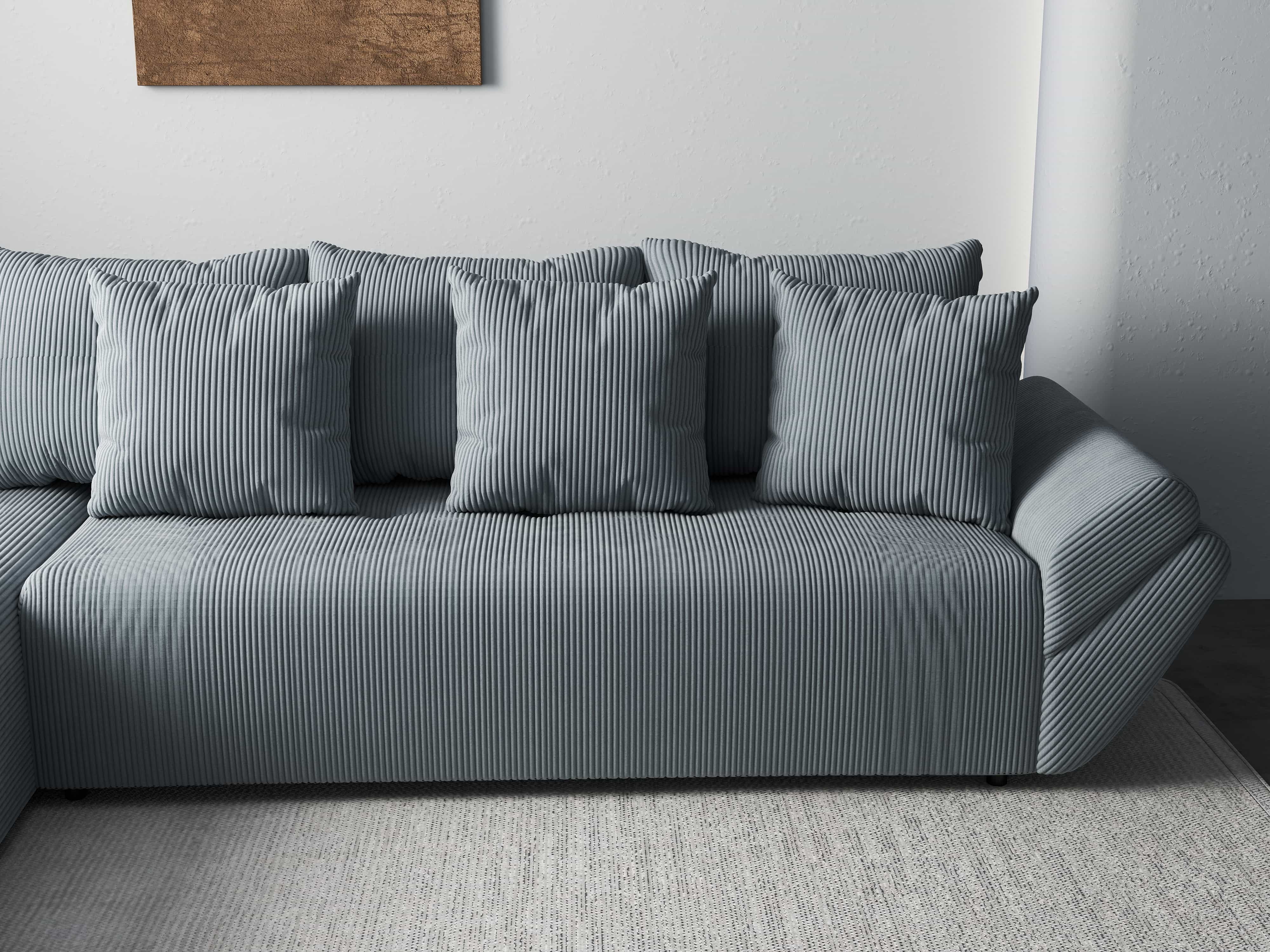 Colțar extensibil dumonde cu ladă de depozitare si sezut confortabil din spuma HR, Berlin XL Zoom Grey 350x185 cm Fabrica