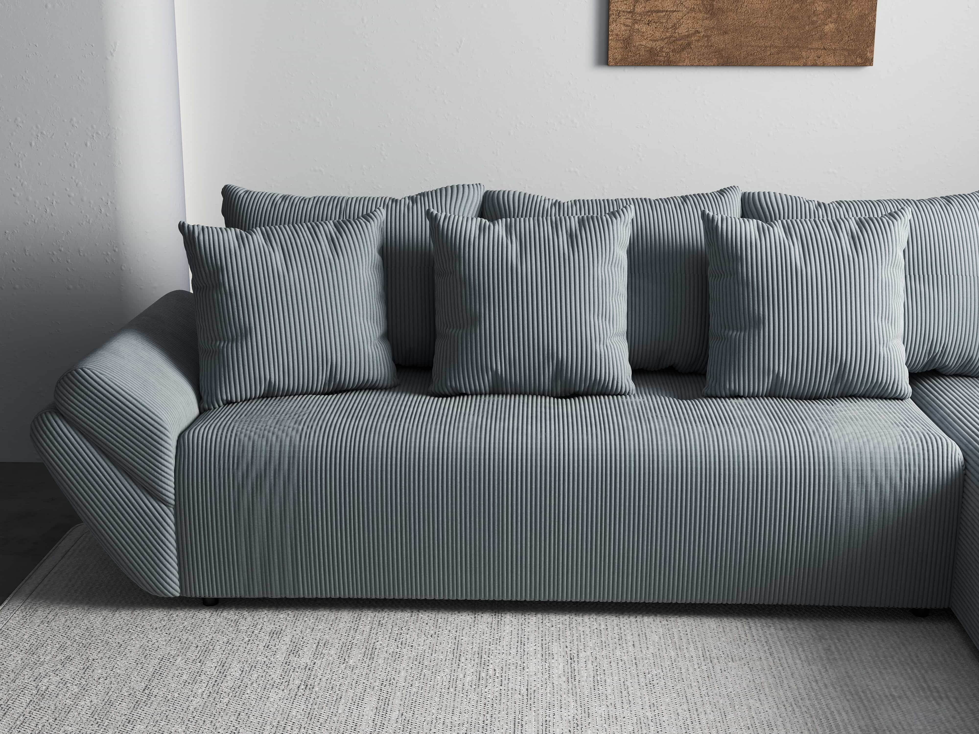 Colțar extensibil dumonde cu ladă de depozitare si sezut confortabil din spuma HR, Berlin XL Zoom Grey II 350x185 cm Fabrica