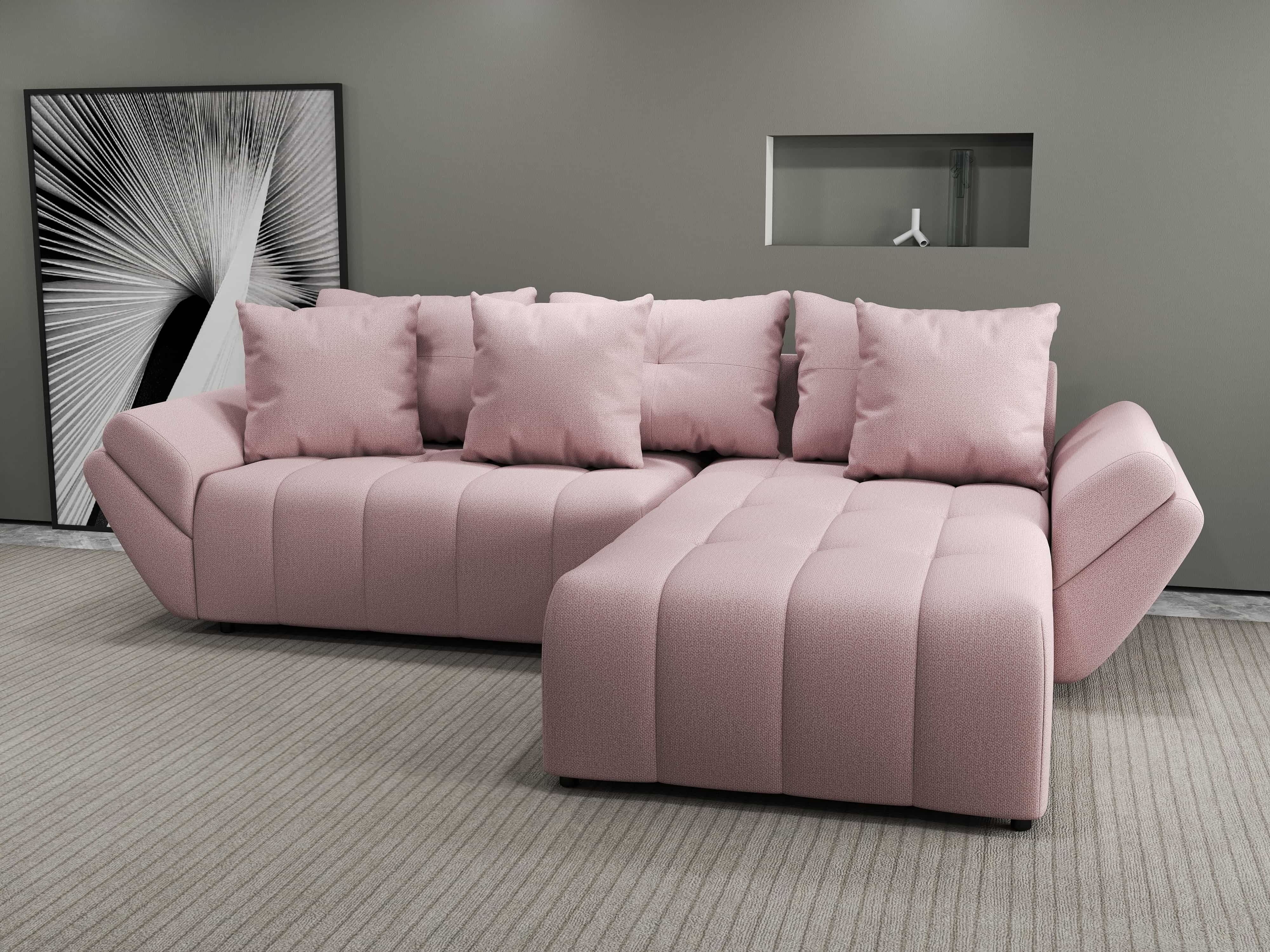 Colțar extensibil dumonde cu ladă de depozitare si sezut confortabil din spuma HR, Berlin Enjoy Roz 280x185 cm II Fabrica