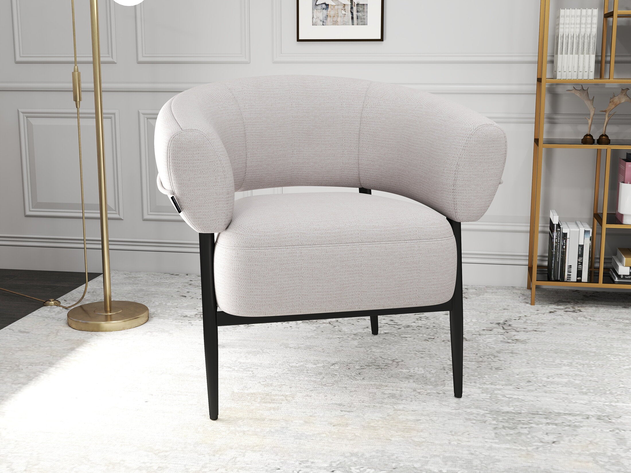 Fotoliu dumonde tapitat Alb modern Elysia 71x81cm