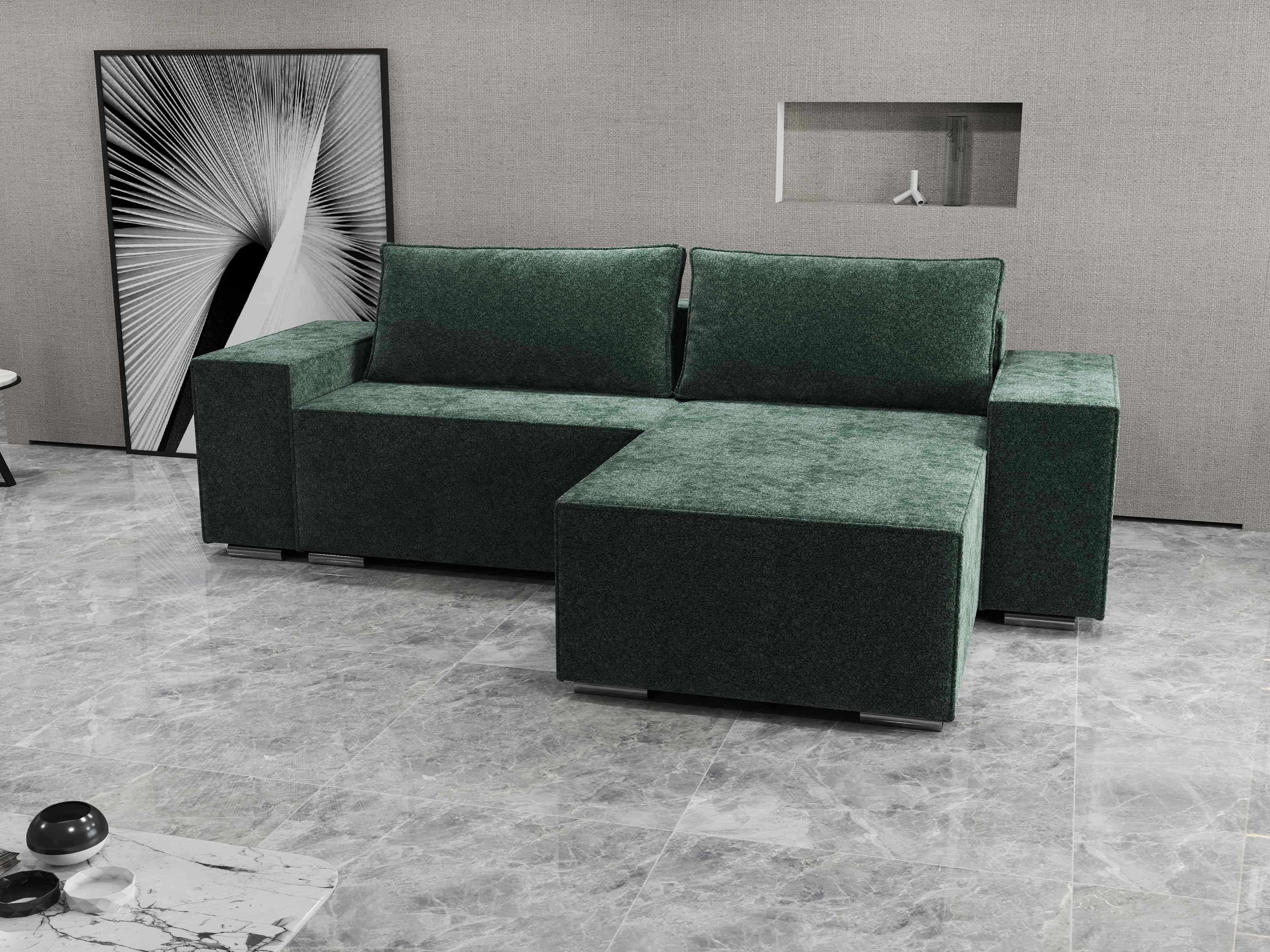 Colțar extensibil dumonde cu ladă de depozitare si sezut confortabil din spuma HR, Dream Euphoria Verde 290x185 cm II Fabrica
