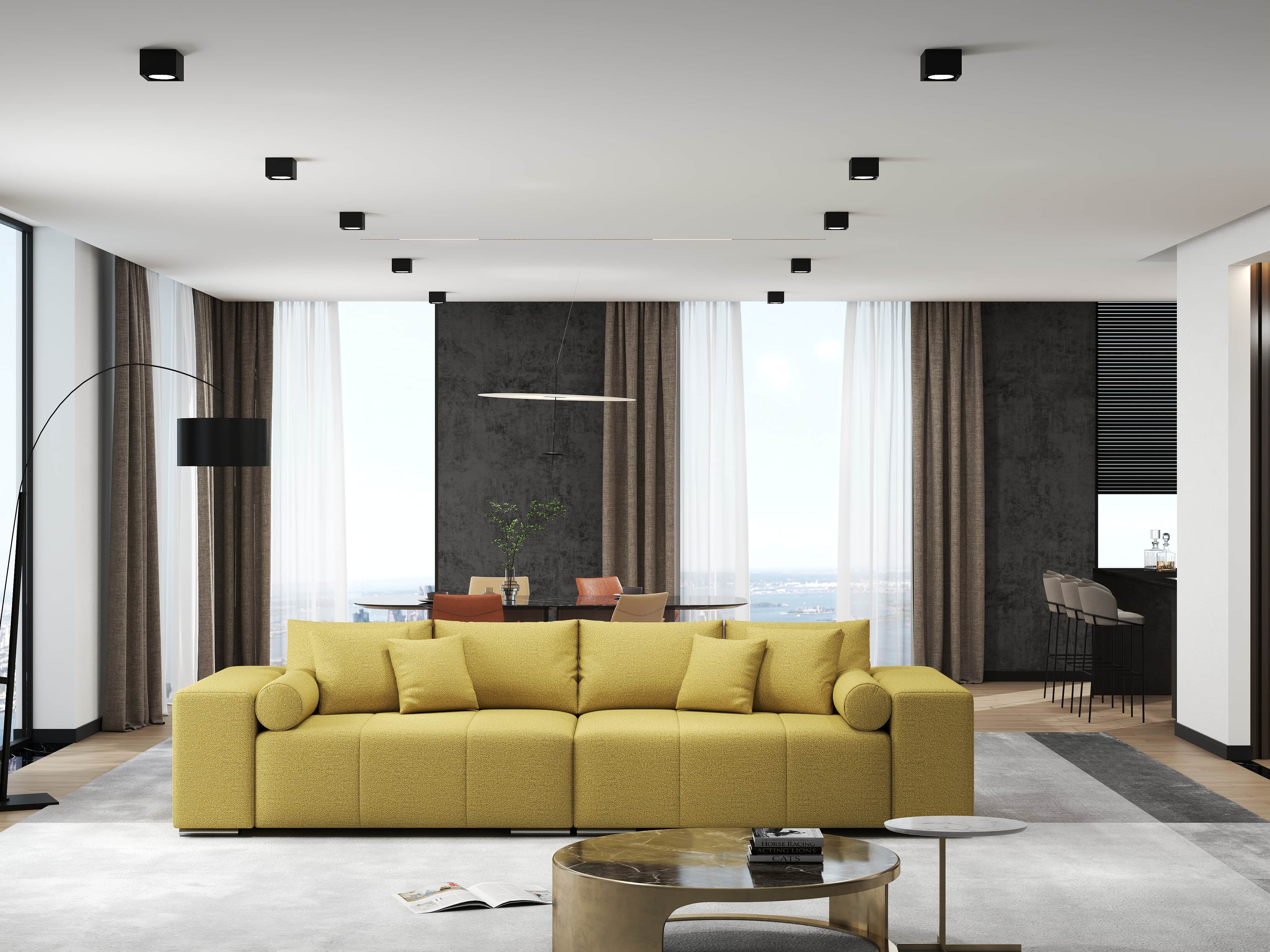 Canapea extensibilă dumonde cu ladă de depozitare si sezut confortabil din spuma HR, Marbela Enjoy Melon XXL 295x100 cm fabrica