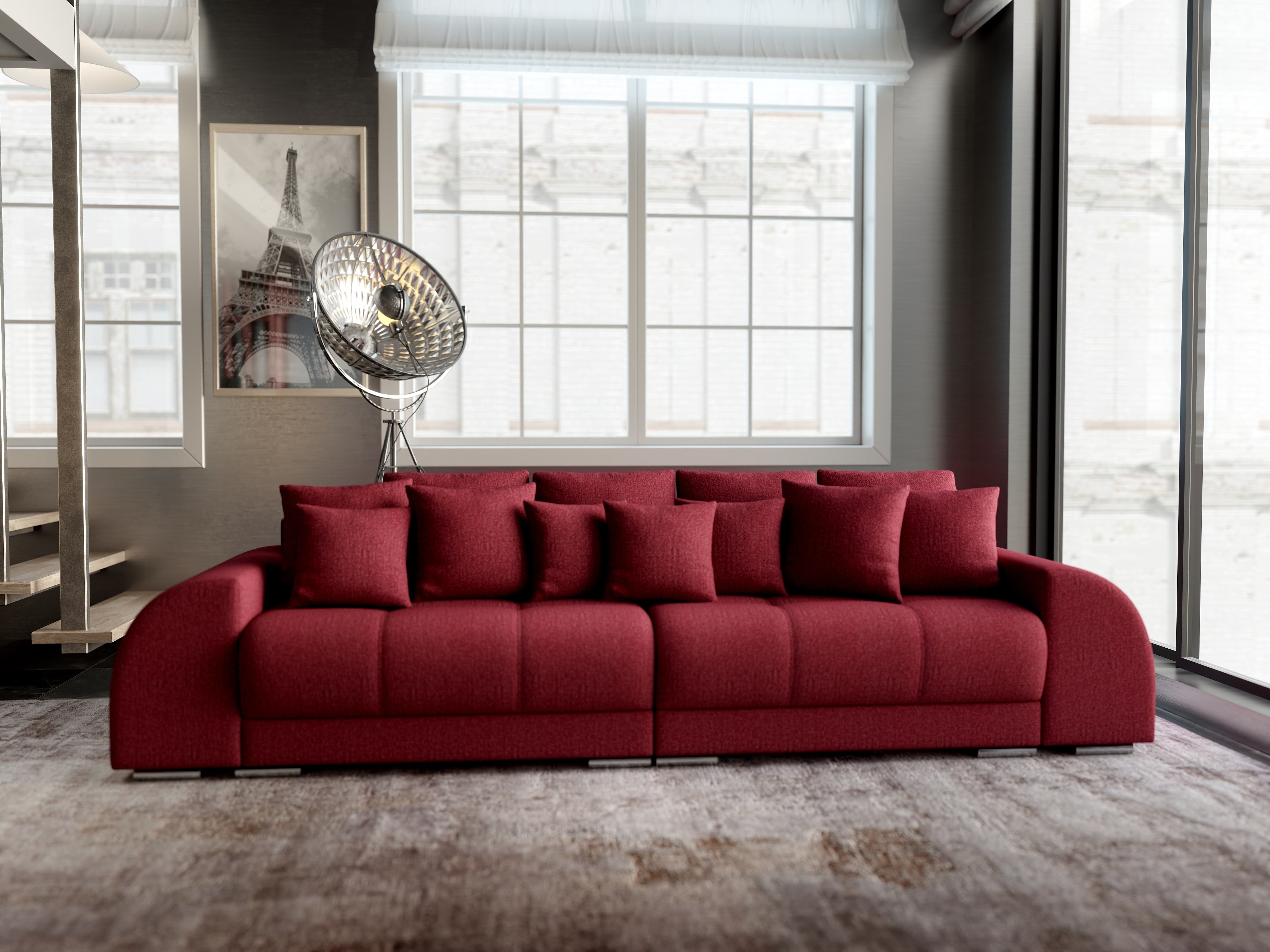Canapea extensibilă dumonde cu 2 lăzi de depozitare si sezut confortabil din spuma HR, Verona Enjoy Red 310x100 cm Fabrica