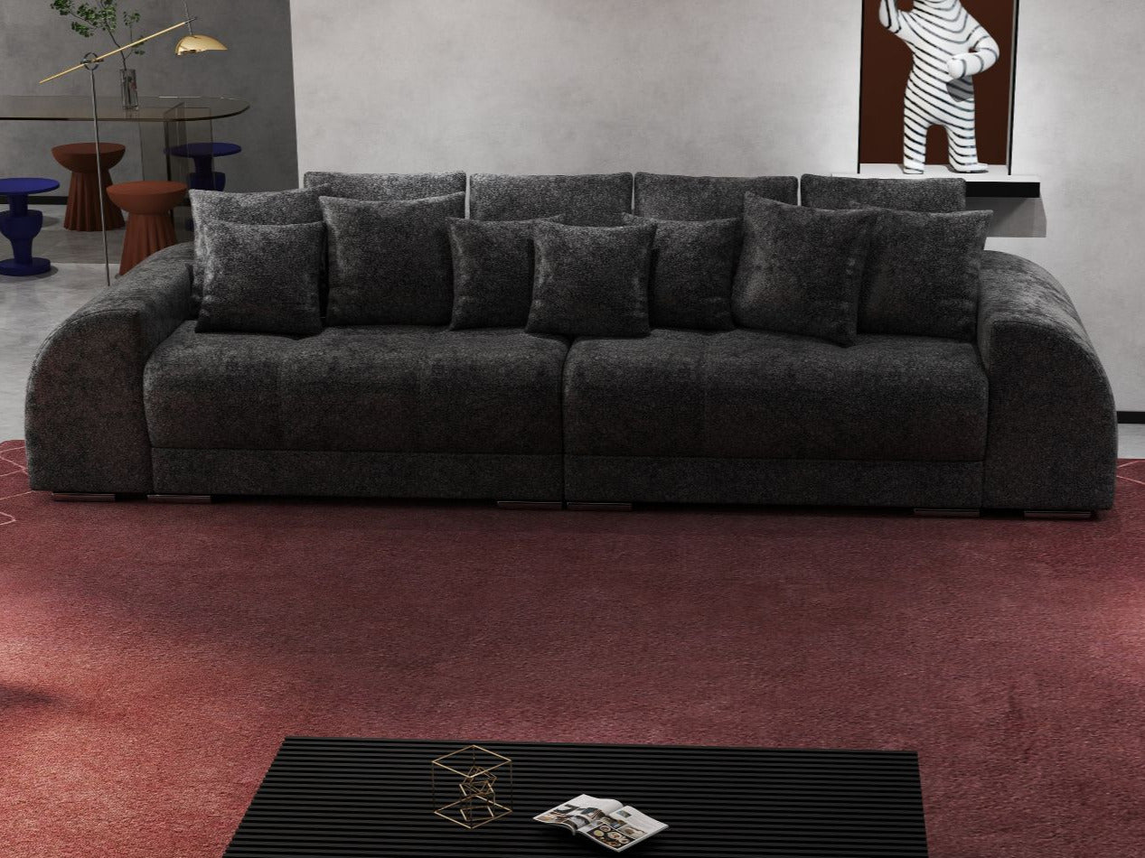 Canapea extensibilă dumonde cu 2 lăzi de depozitare si sezut confortabil din spuma HR, Verona Euphoria Black 310x100 cm Fabrica