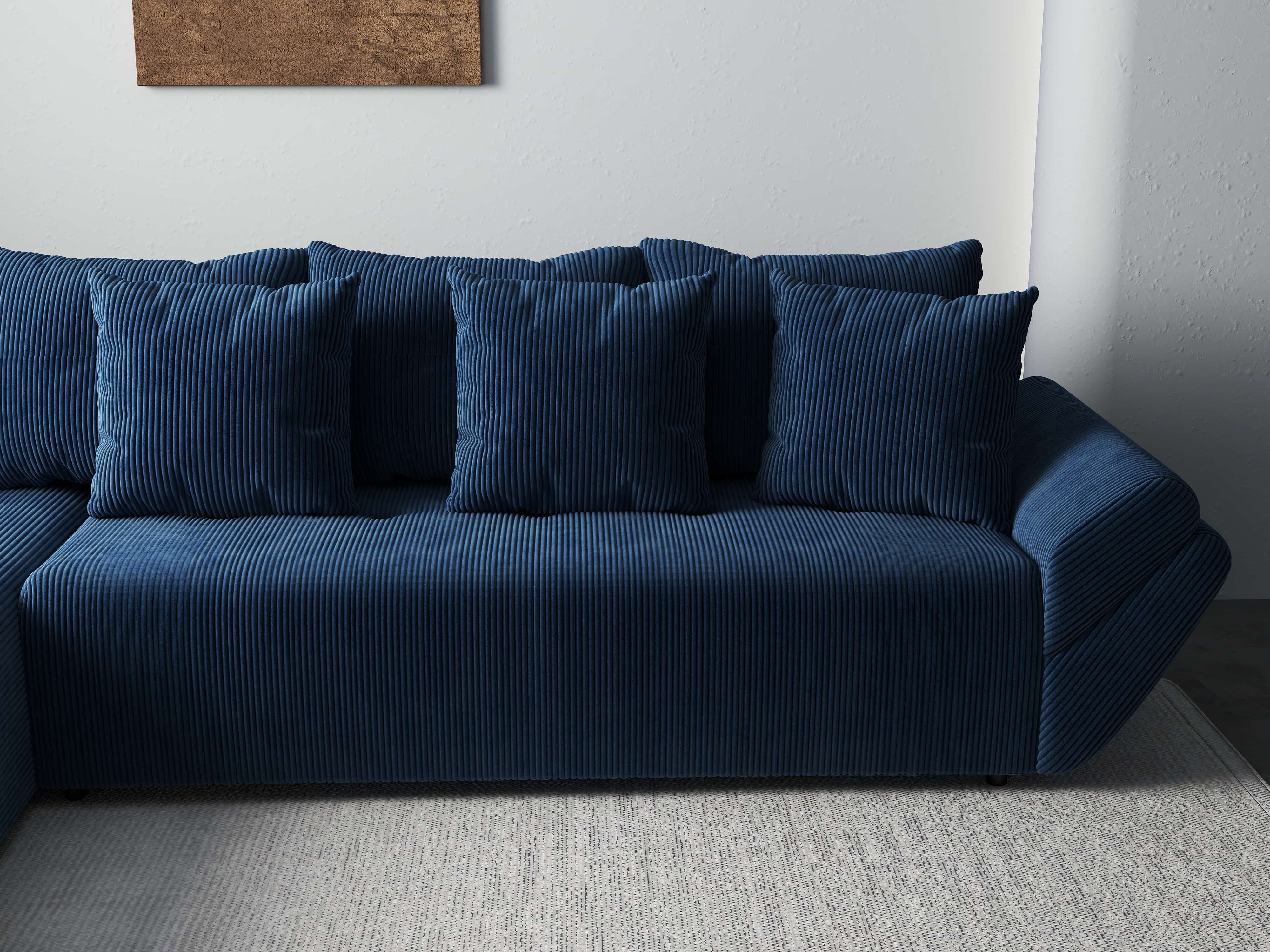 Colțar extensibil dumonde cu ladă de depozitare si sezut confortabil din spuma HR, Berlin XL Zoom Blue 350x185 cm Fabrica