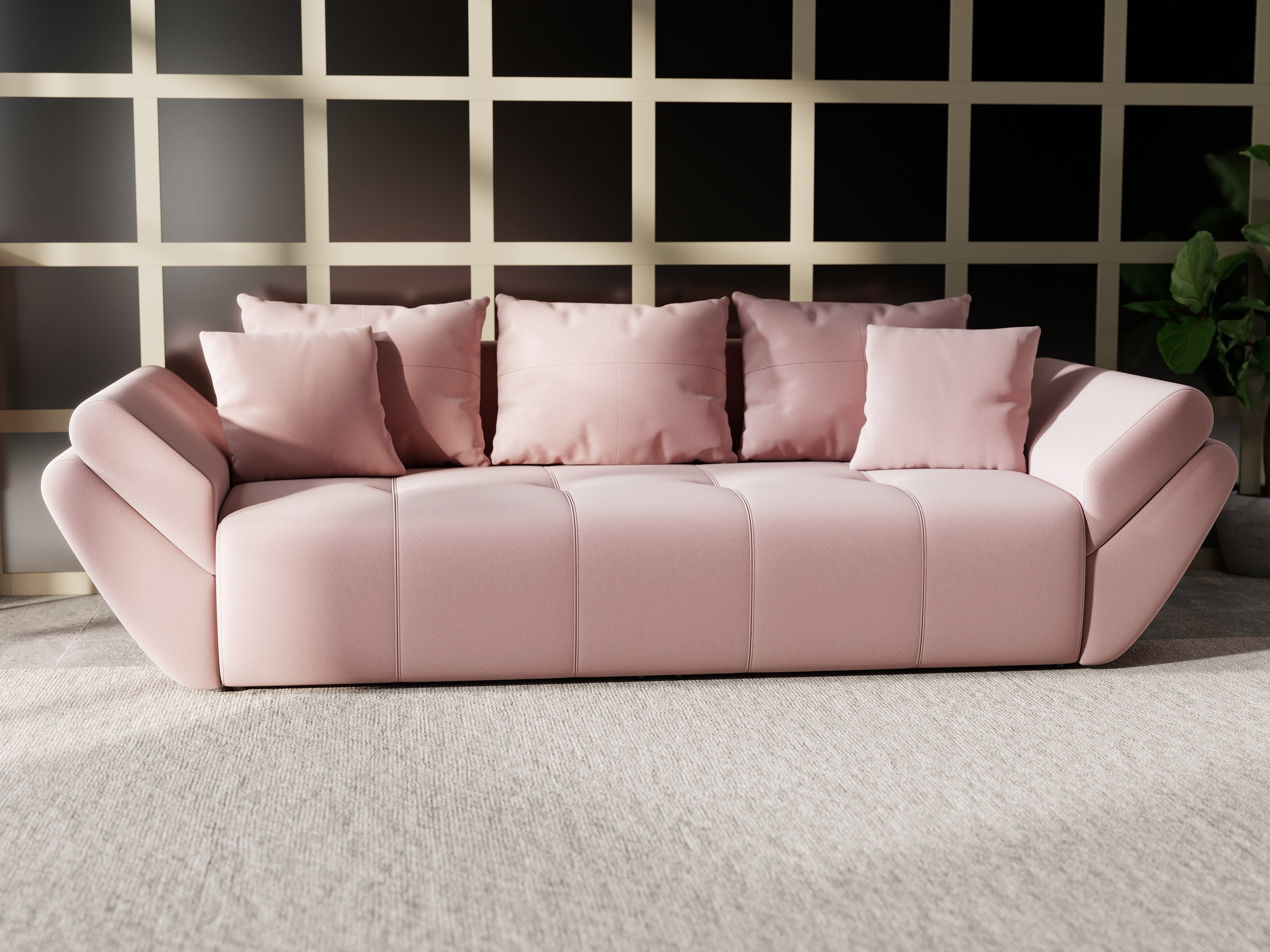Canapea extensibilă dumonde cu ladă de depozitare si sezut confortabil din spuma HR, Berlin Royal Pink 250x100 cm Fabrica