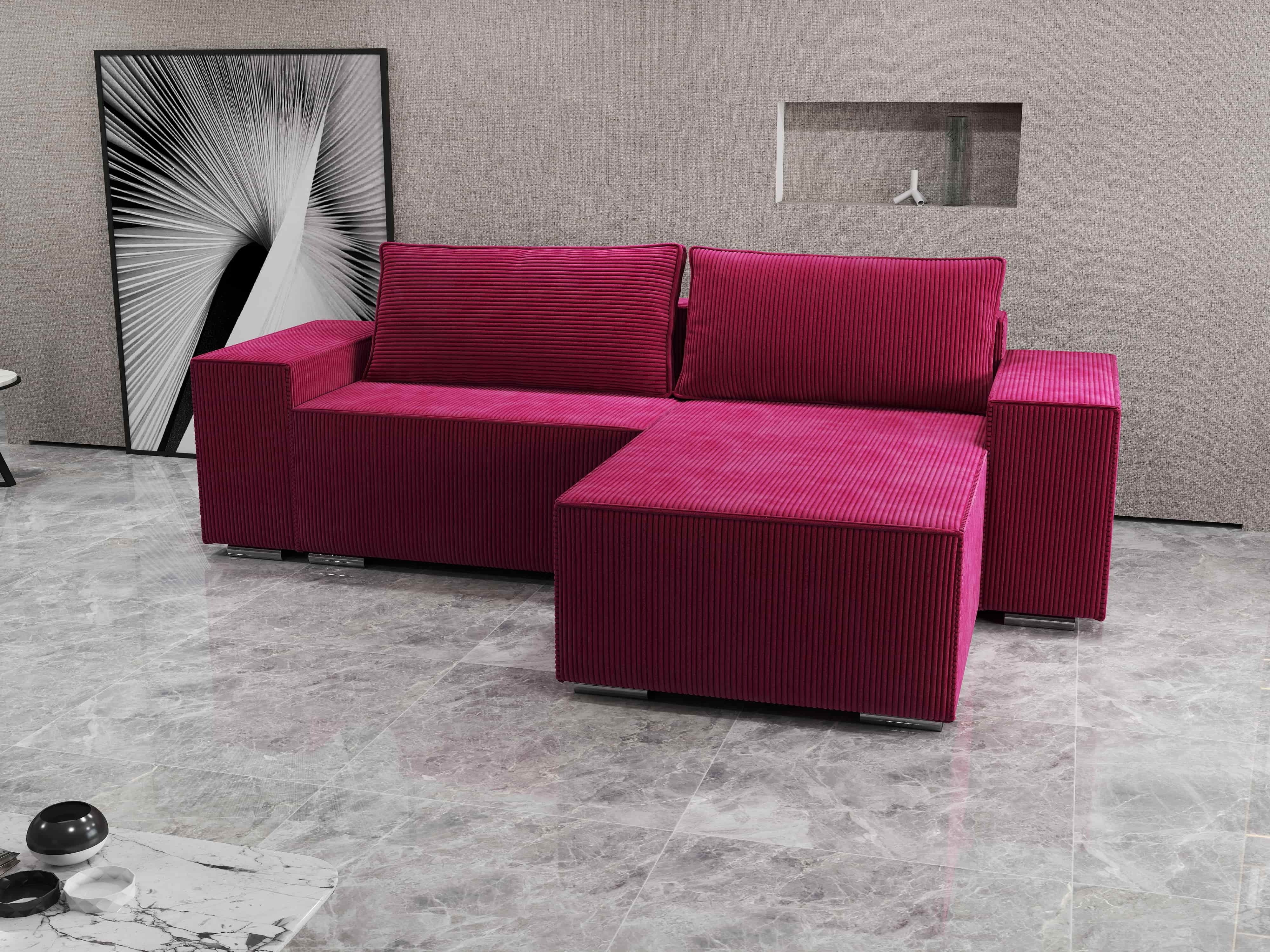 Colțar extensibil dumonde cu ladă de depozitare si sezut confortabil din spuma HR, Dream Zoom Rosu 290x185 cm II Fabrica