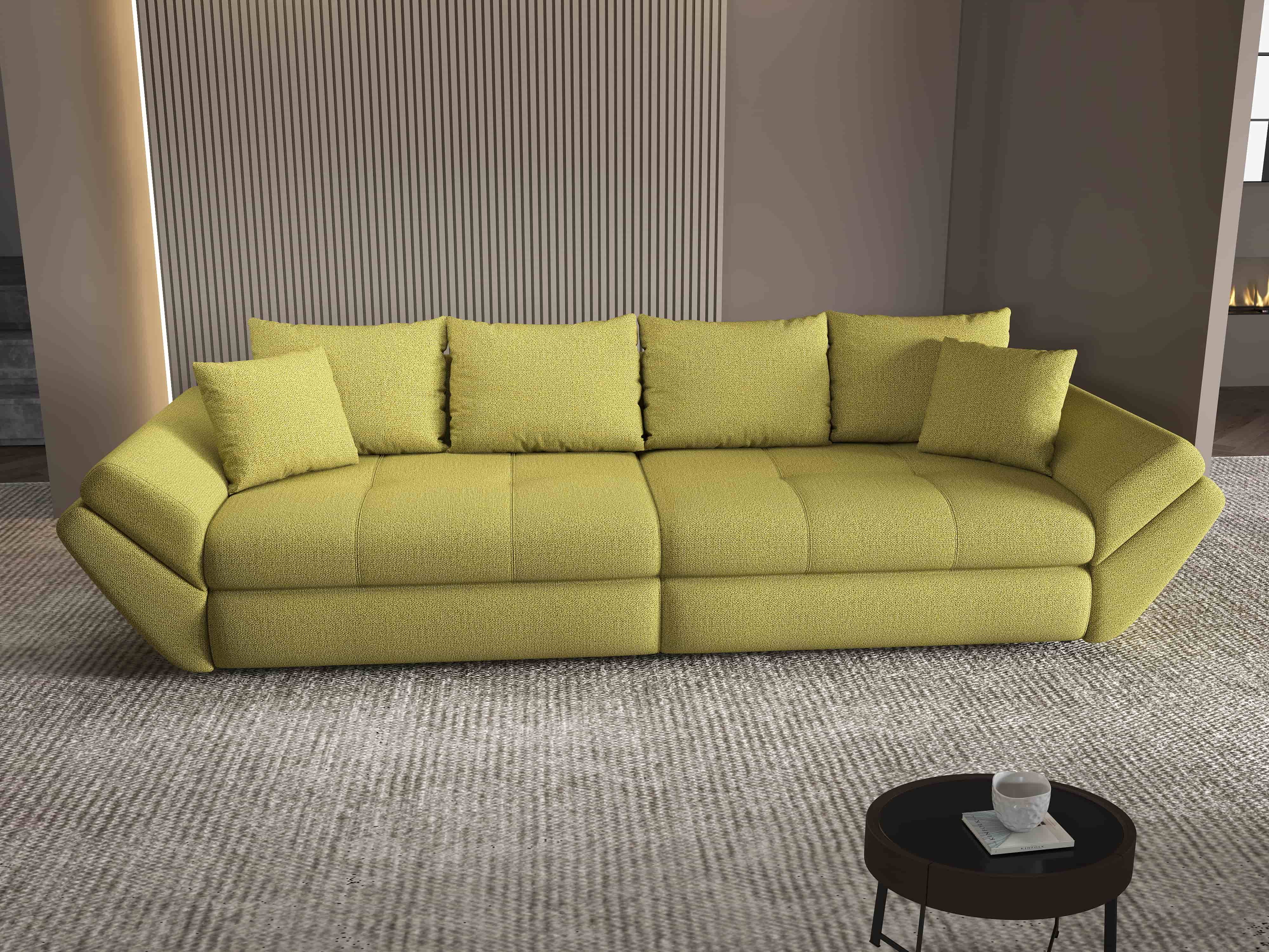 Canapea extensibilă dumonde cu ladă de depozitare si sezut confortabil din spuma HR, Loana Enjoy Verde 300x100 cm Fabrica