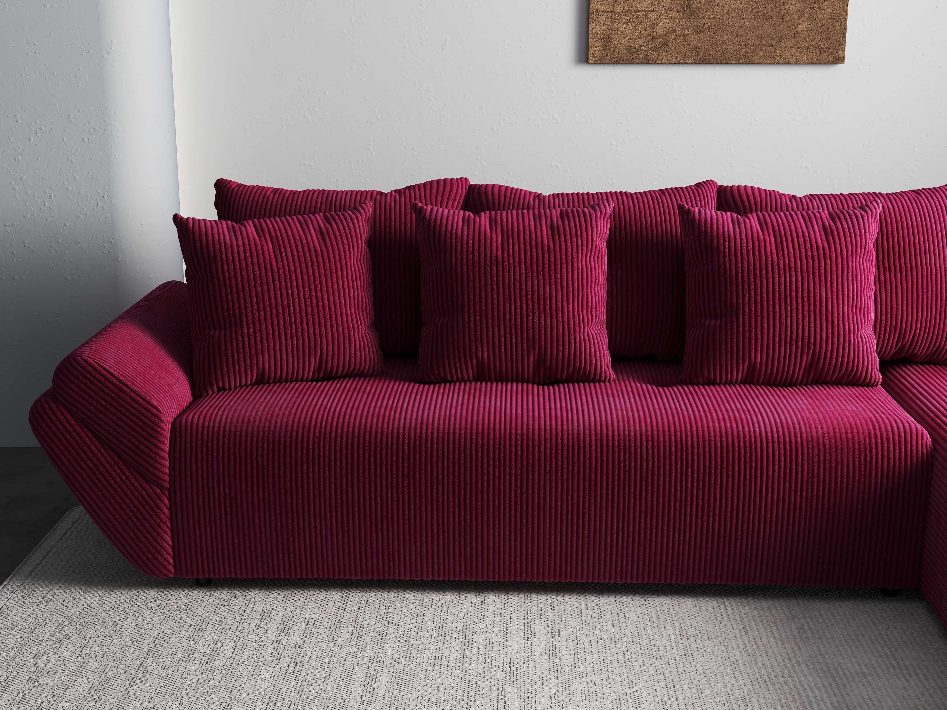 Colțar extensibil dumonde cu ladă de depozitare si sezut confortabil din spuma HR, Berlin XL Zoom Red 350x185 cm II Fabrica