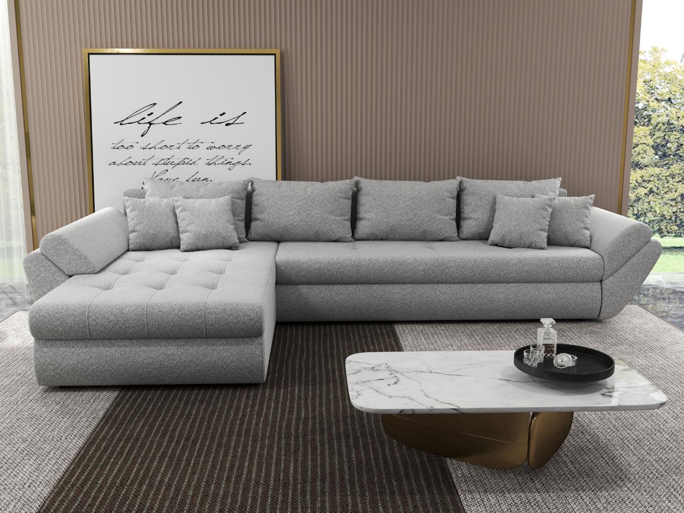 Colțar extensibil dumonde cu ladă de depozitare si sezut confortabil din spuma HR, Loana XL Euphoria Dove 335x185 cm Fabrica