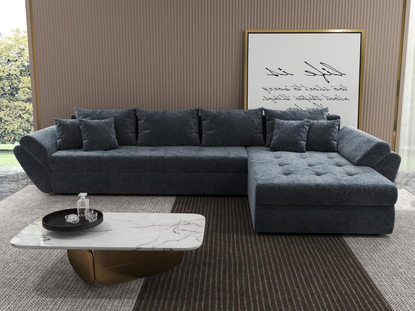 Colțar extensibil dumonde cu ladă de depozitare si sezut confortabil din spuma HR, Loana XL Euphoria Grafit II 335x185 cm Fabrica