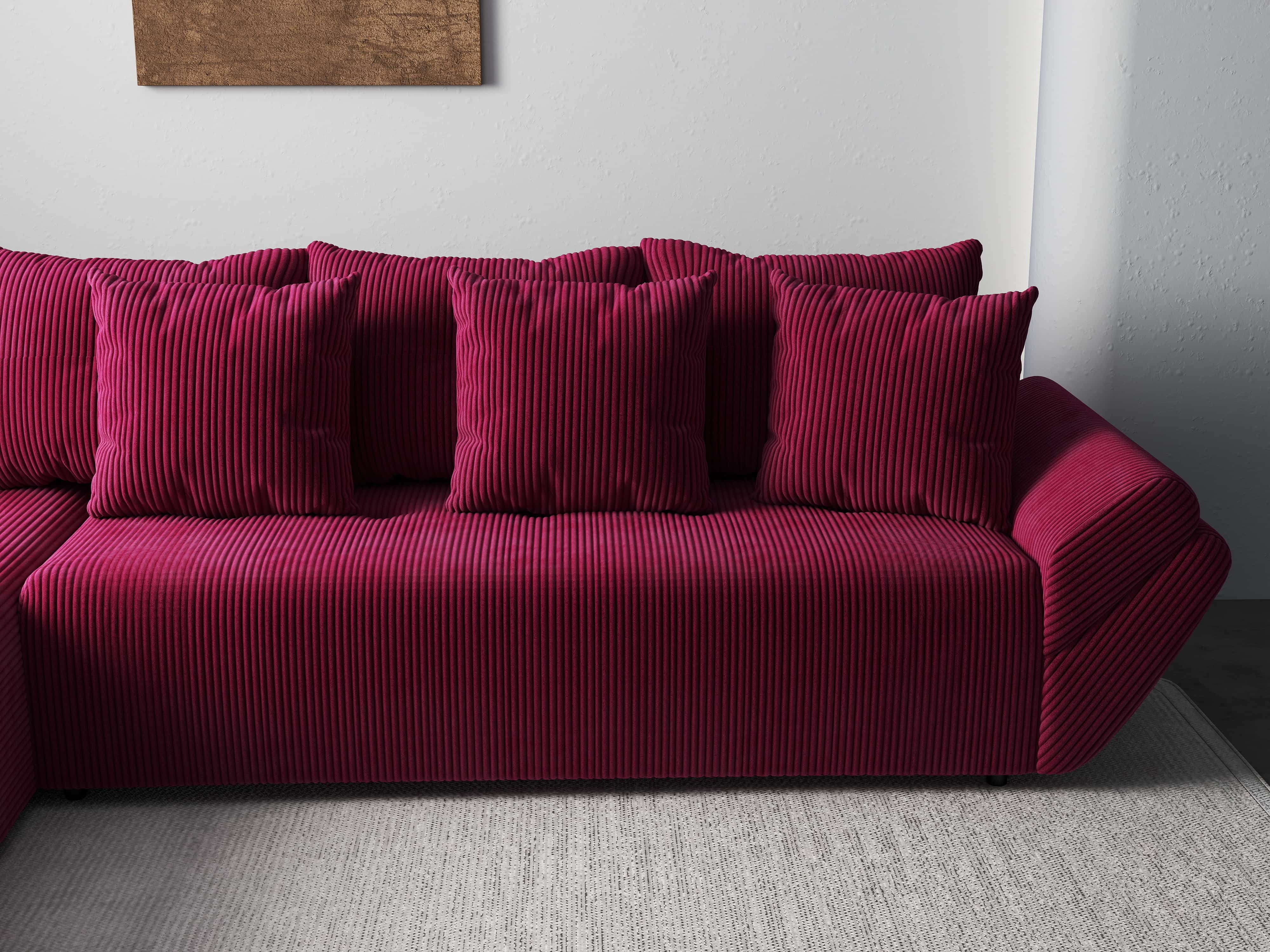 Colțar extensibil dumonde cu ladă de depozitare si sezut confortabil din spuma HR, Berlin XL Zoom Red 350x185 cm Fabrica