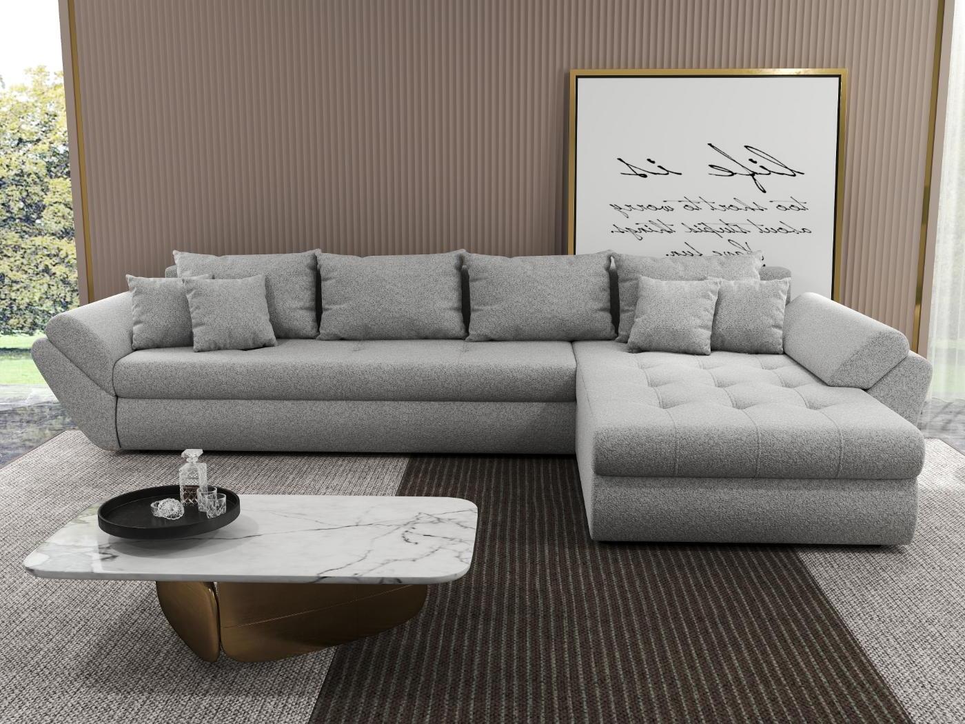 Colțar extensibil dumonde cu ladă de depozitare si sezut confortabil din spuma HR, Loana XL Euphoria Dove II 335x185 cm Fabrica