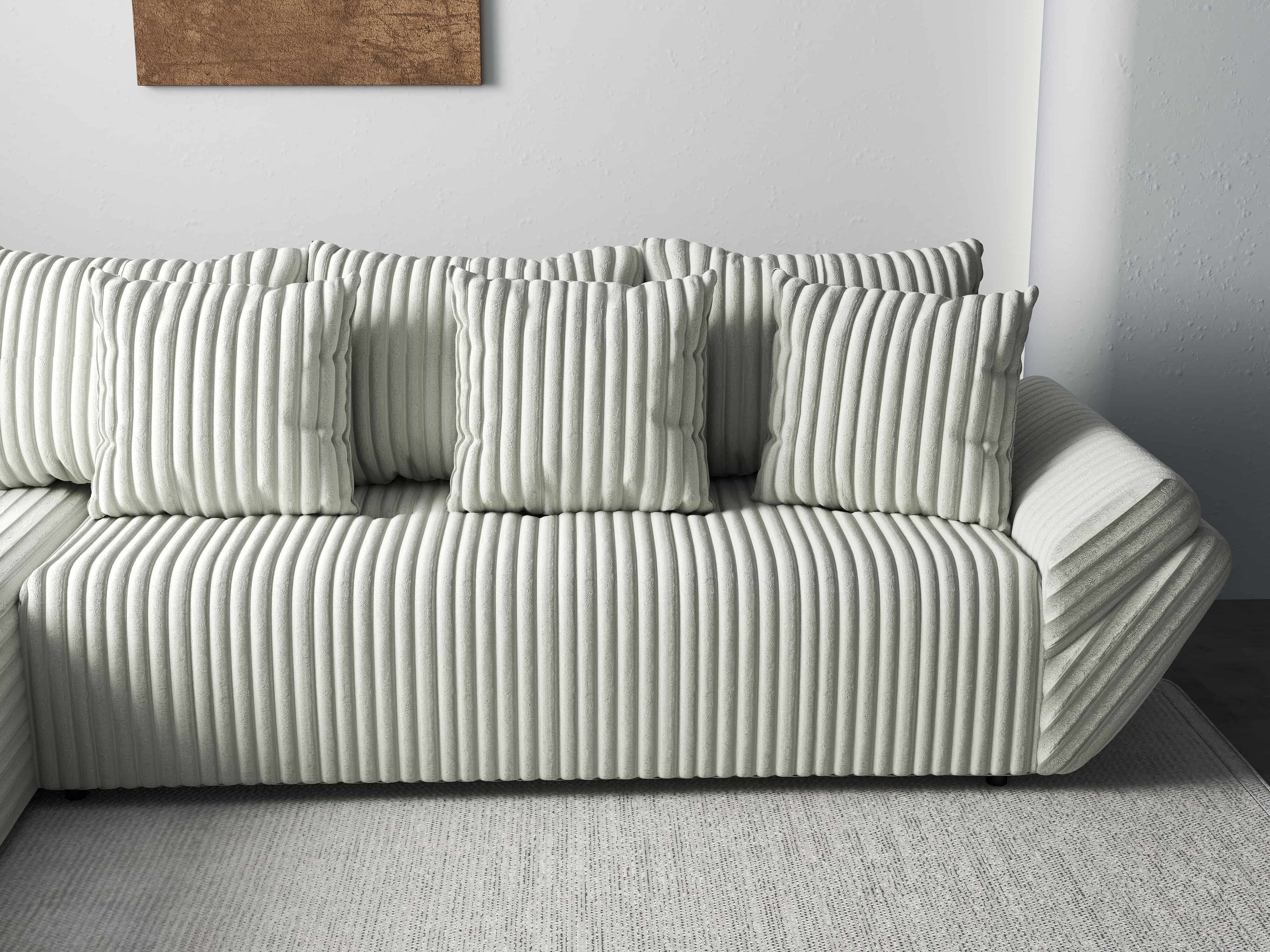 Colțar extensibil dumonde cu ladă de depozitare si sezut confortabil din spuma HR, Berlin XL Ambience Ivory 350x185 cm Fabrica