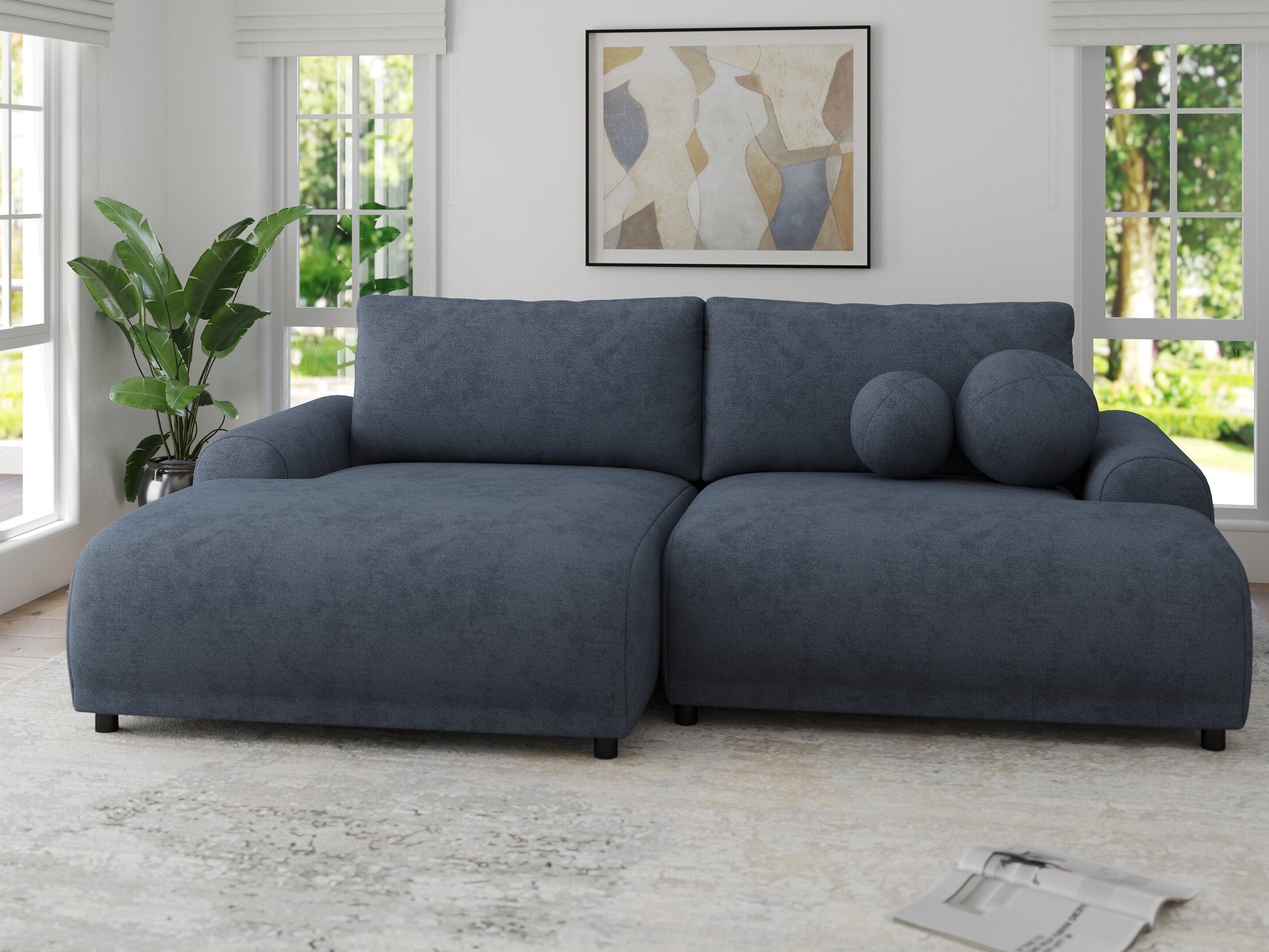 Colțar extensibil dumonde cu ladă de depozitare și șezut confortabil din spumă HR, Carlo Enjoy Antracit 240x145 cm