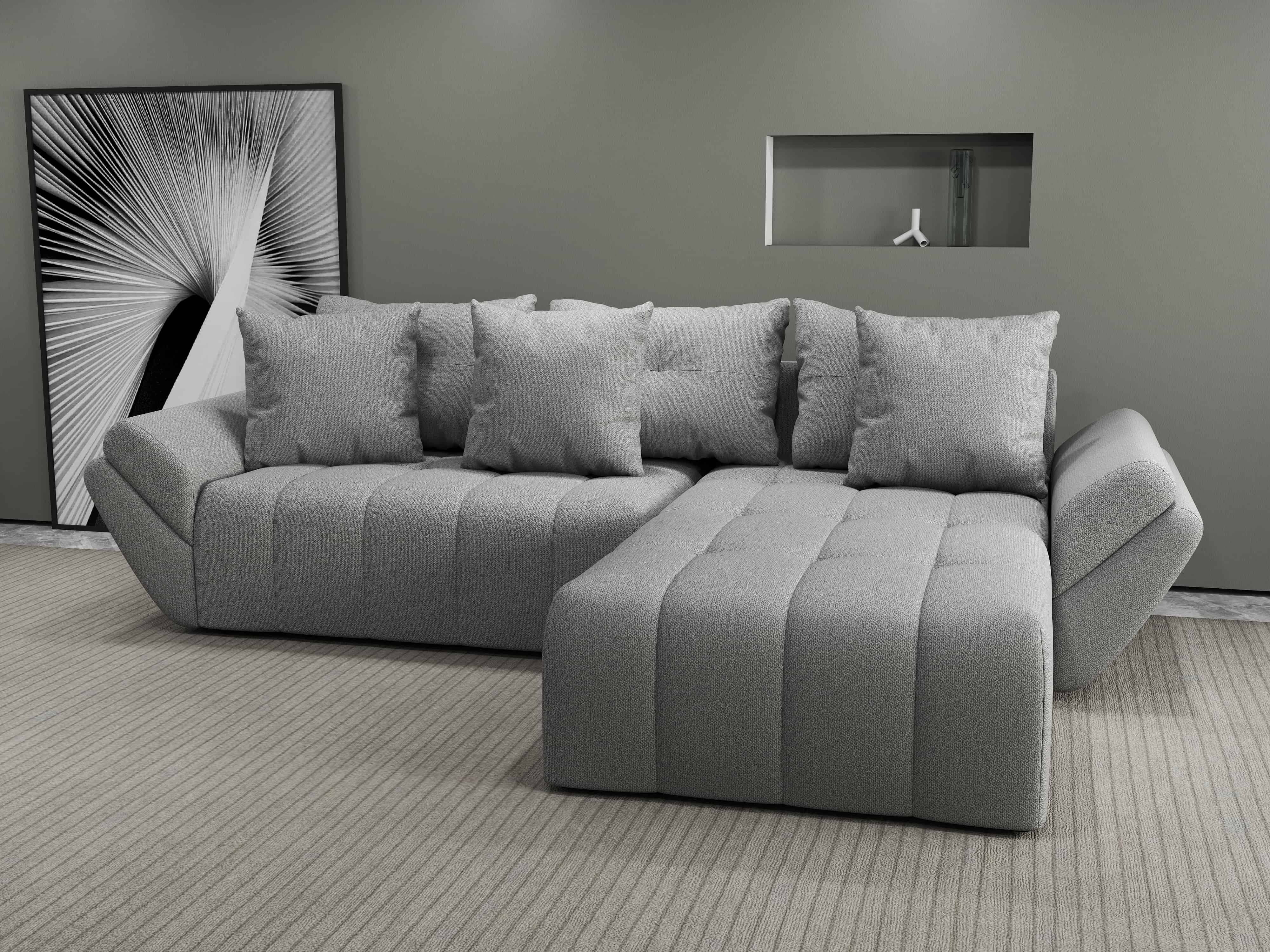 Colțar extensibil dumonde cu ladă de depozitare si sezut confortabil din spuma HR, Berlin Enjoy Gri 280x185 cm II Fabrica