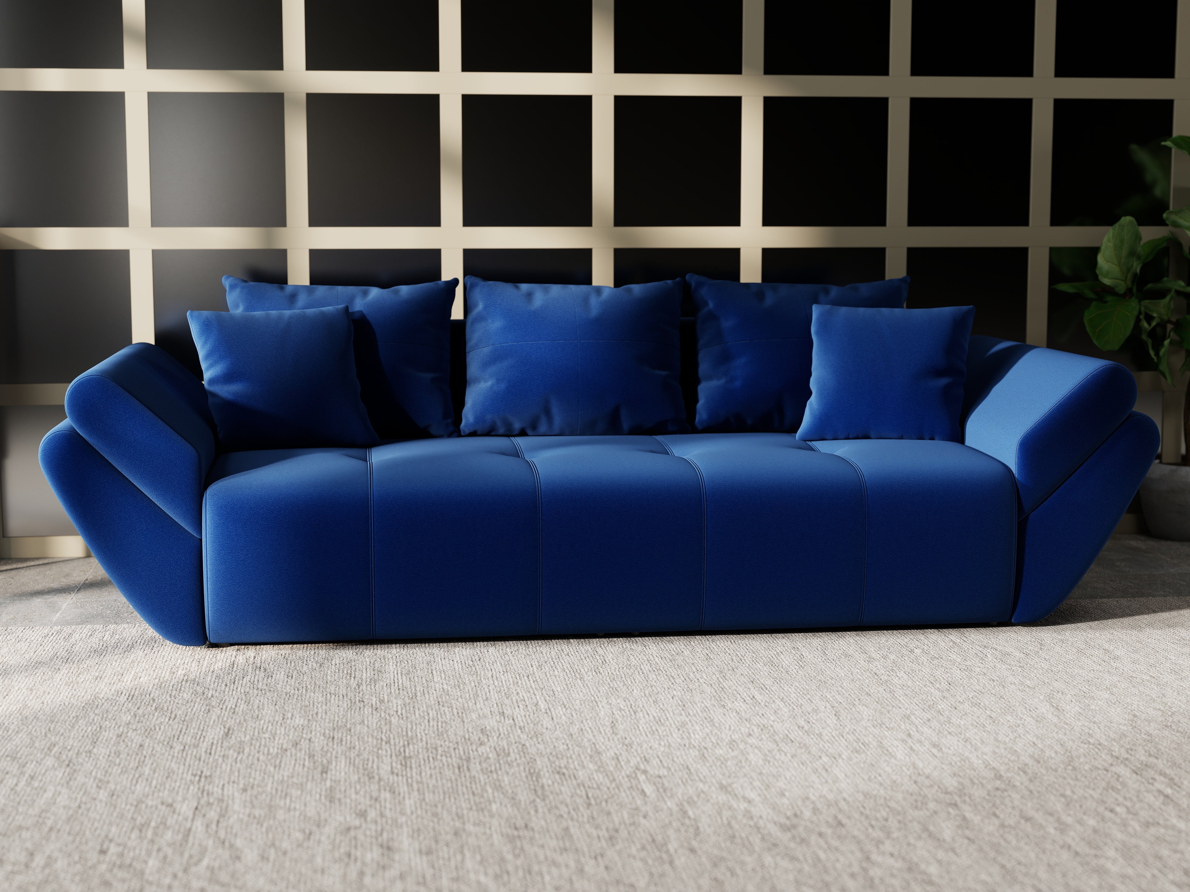 Canapea extensibilă dumonde cu ladă de depozitare si sezut confortabil din spuma HR, Berlin Royal Blue 250x100 cm Fabrica