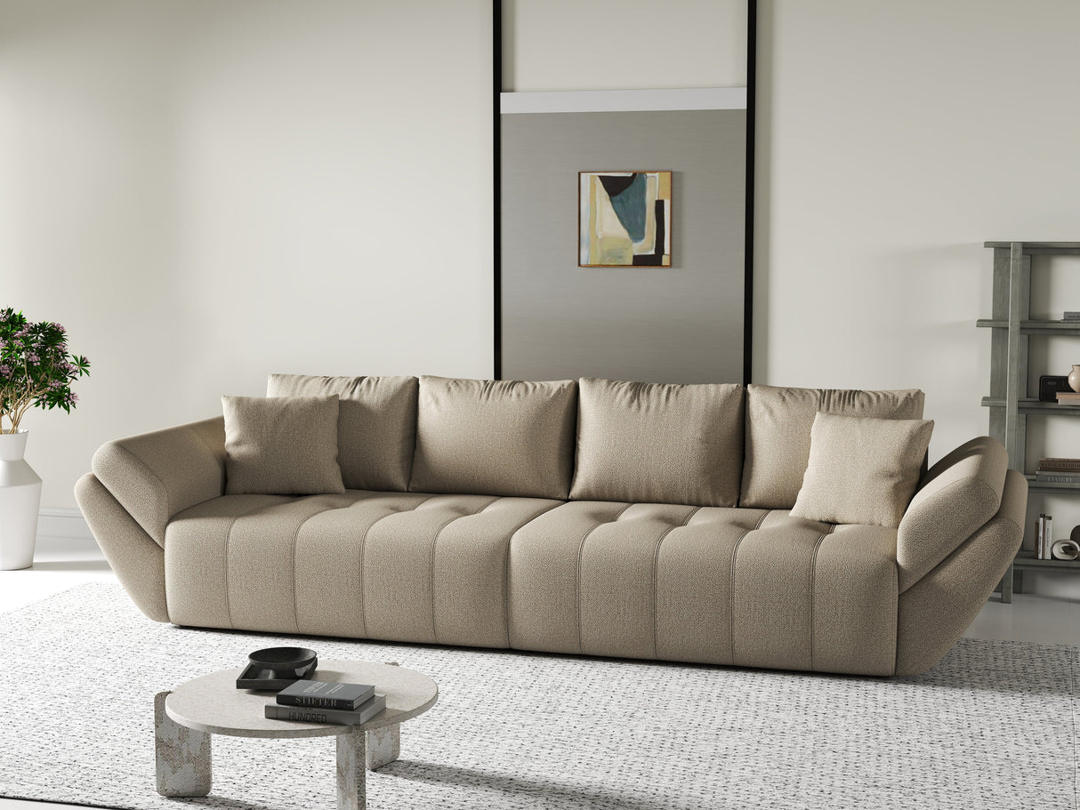 Canapea extensibilă dumonde cu ladă de depozitare si sezut confortabil din spuma HR, Berlin Beige 2 300x100 cm Fabrica
