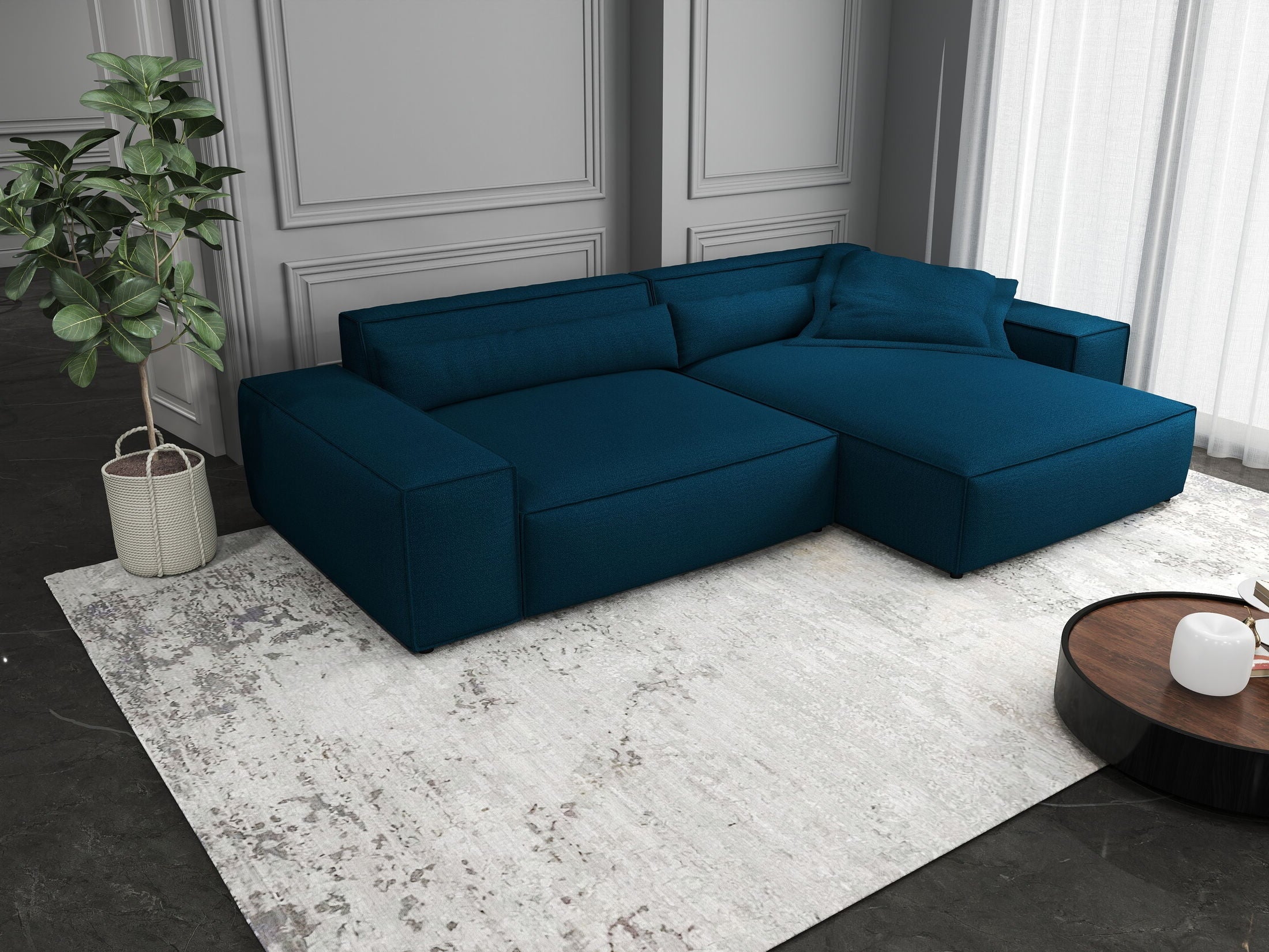 Colțar dumonde cu șezut confortabil din spumă HR, Marvelo Enjoy Verde Petrol 264x175 cm II