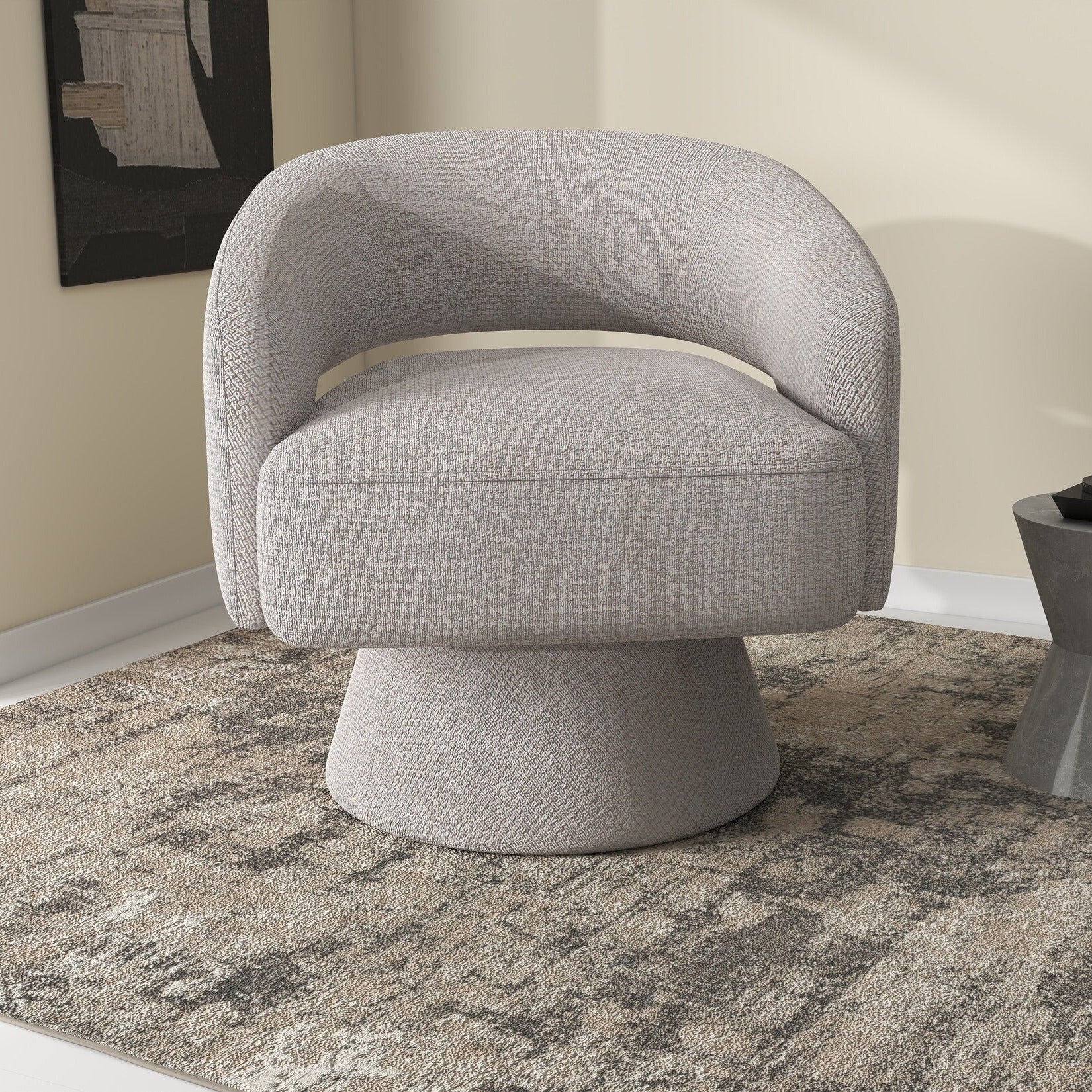 Fotoliu dumonde tapitat Bej modern Solenne 71x68cm