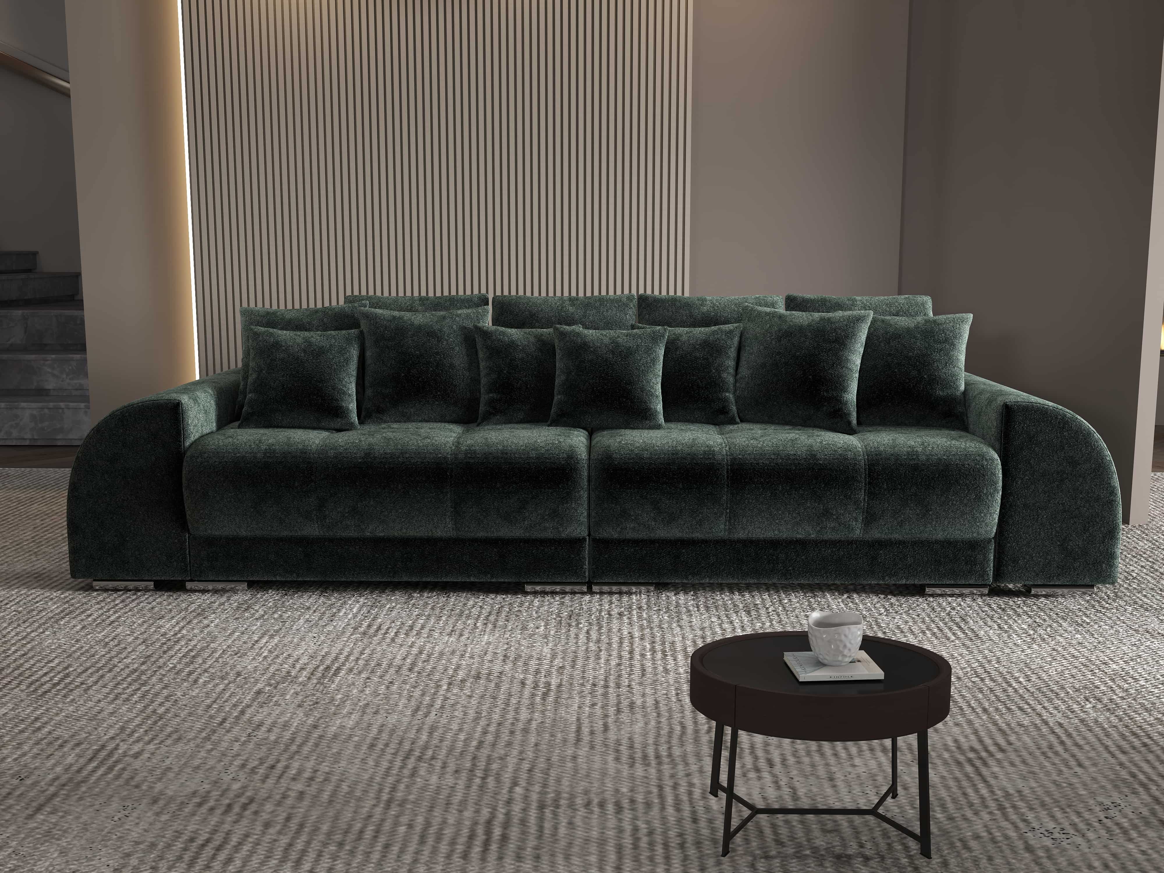 Canapea extensibilă dumonde cu 2 lăzi de depozitare si sezut confortabil din spuma HR, Verona Euphoria Green 310x100 cm Fabrica