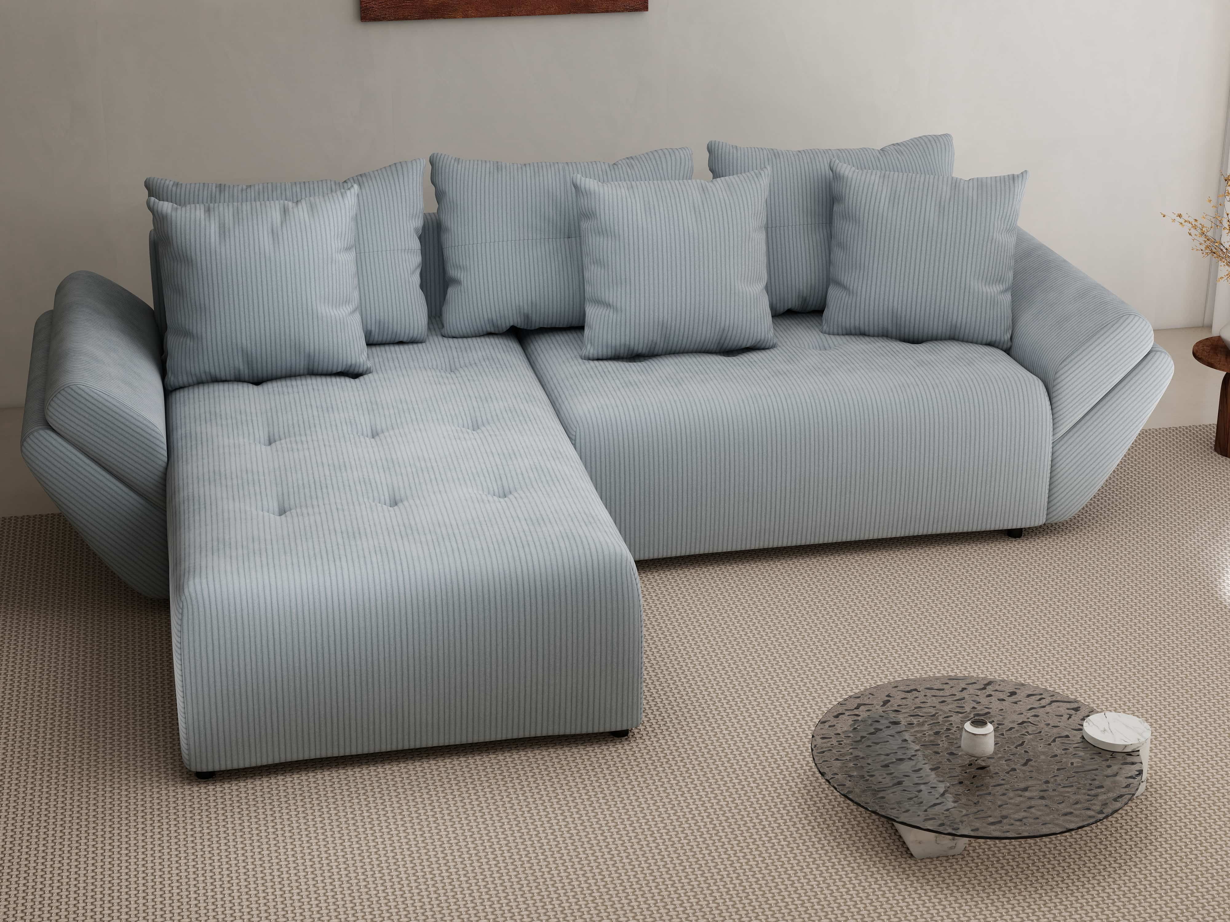 Colțar extensibil dumonde cu ladă de depozitare si sezut confortabil din spuma HR, Berlin Zoom Grey 280x185 cm Fabrica