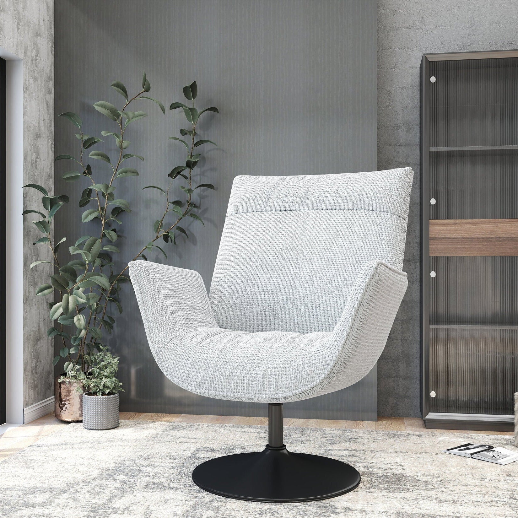 Fotoliu dumonde tapitat Alb modern Kairo 75x83cm